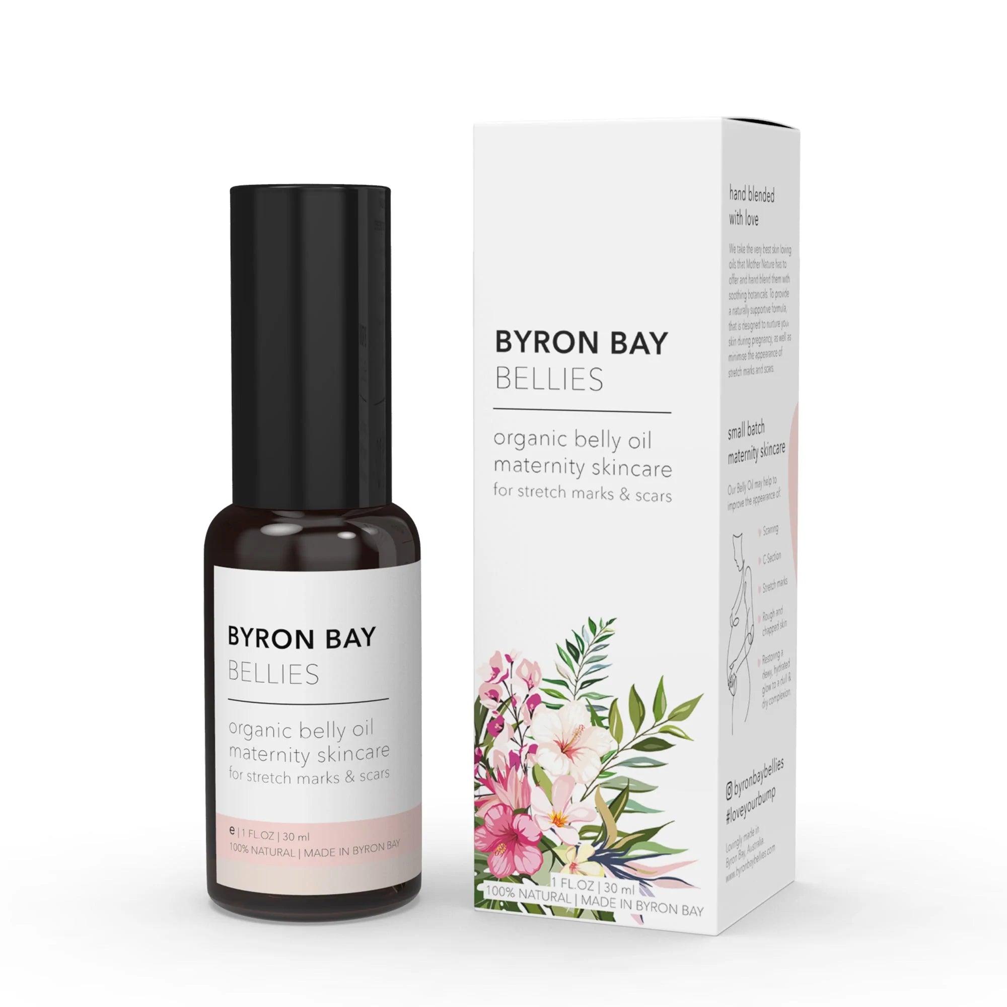 Byron Bay Bellies Premium Organic Stretch Mark Belly Oil for Pregnancy - Natural Moisturizing & Nourishing Skin Care Solution for Moms-to-Be, Safe & Chemical-Free for Daily Use During and After Pregnancy