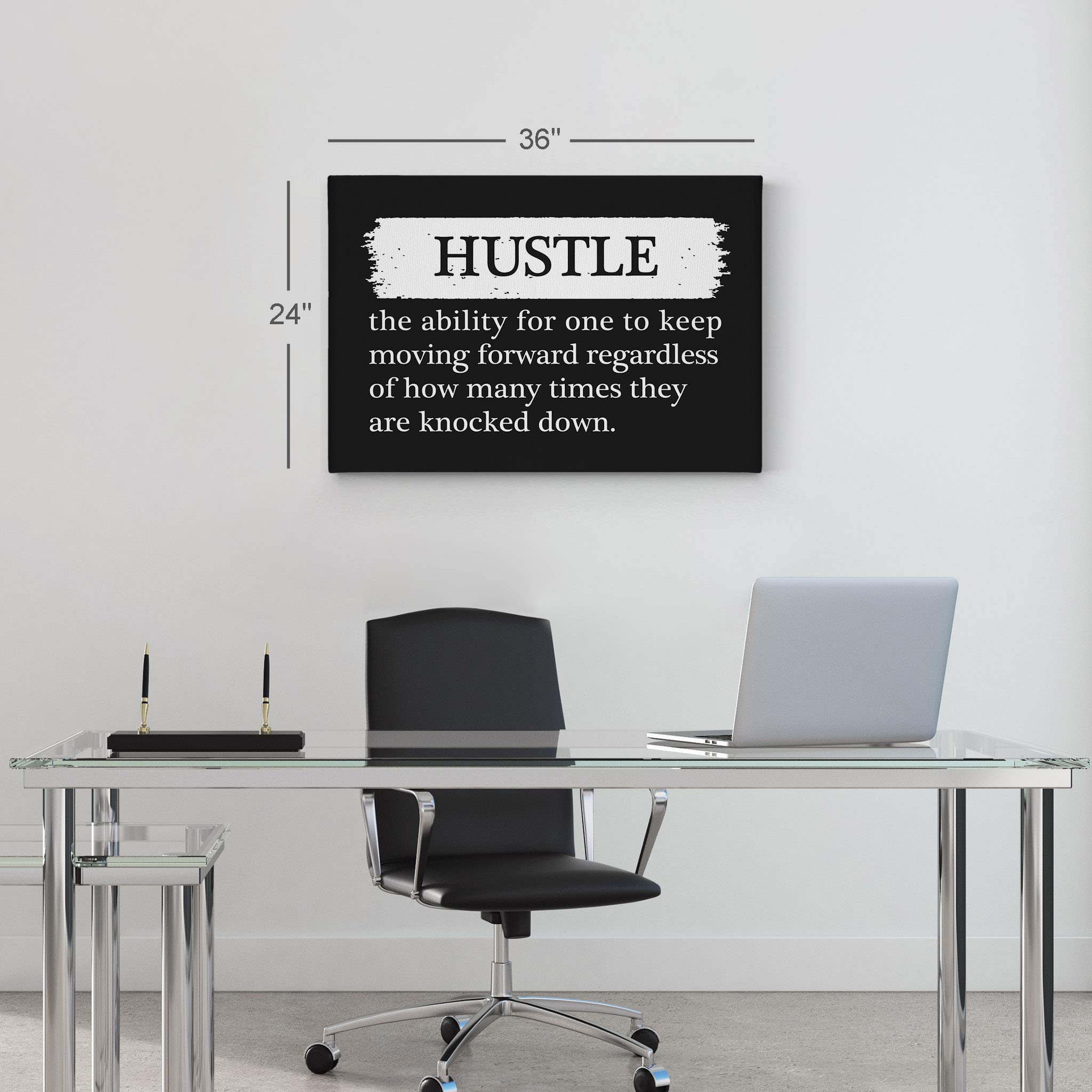 Smile Art Design Hustle Definition Black & White Dictionary Motivational Canvas Wall Art - Inspirational Office Decor, Entrepreneur Quote Print for Living Room & Workspace - Ready to Hang 30x40 Inches - Perfect Gift for Business Owners & Home Decor