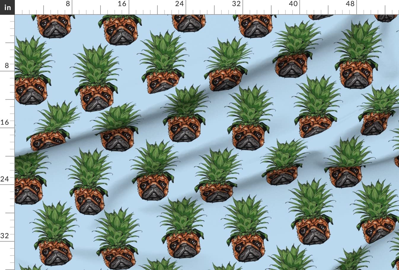 Pineapple Pug Tropical Kawaii Printed Minky Fabric by The Yard - Soft Pet Lover Fabric for Sewing Baby Blankets, Quilt Backing & Plush Toys - Perfect for DIY Crafts, Nursery Decor & Kawaii Gifts