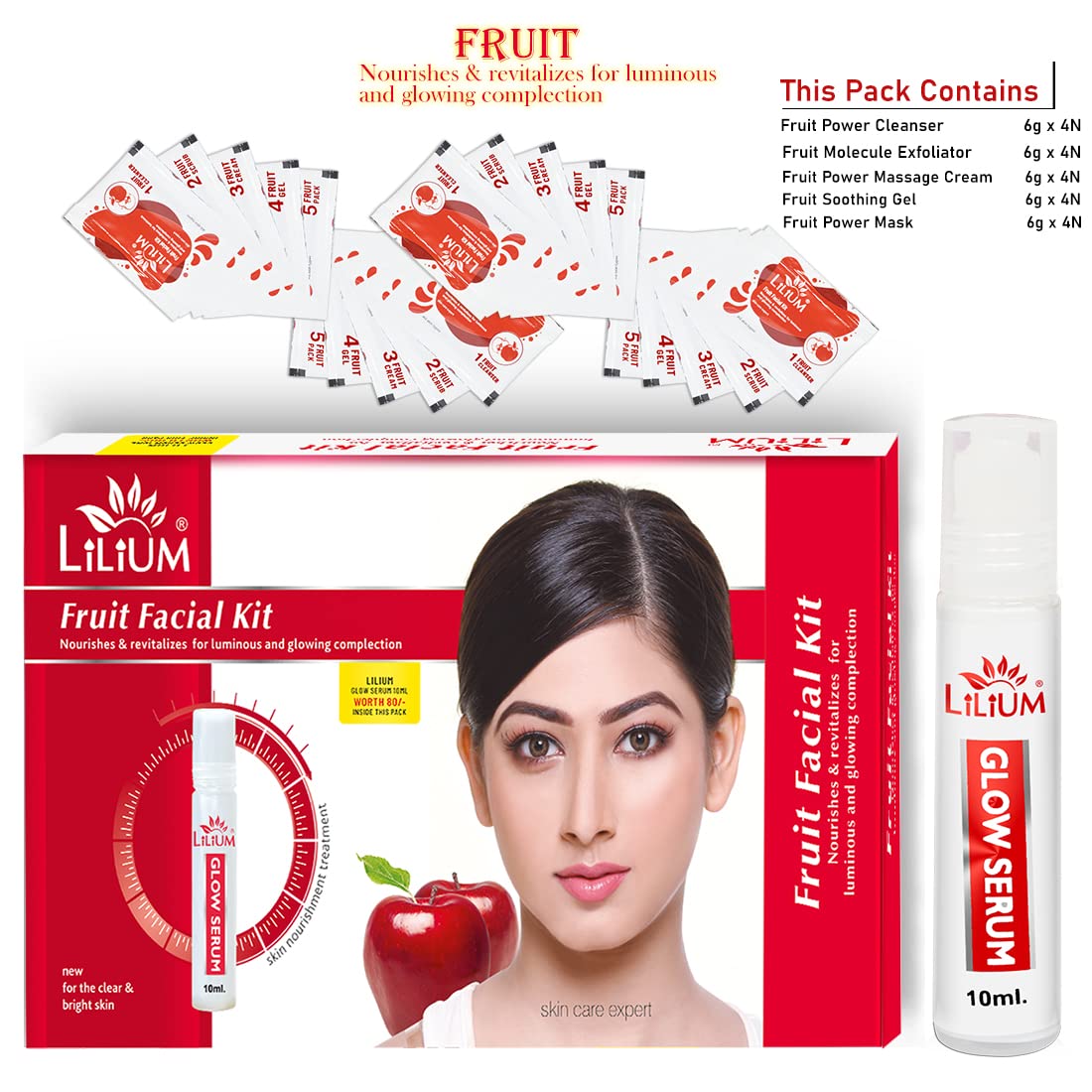 Lilium Fruit Facial Kit - Nourishing & Revitalizing Skincare Set for Glowing Skin (120g) | Brightening Treatment for Dull Skin, Daily Hydration & Radiance Boost
