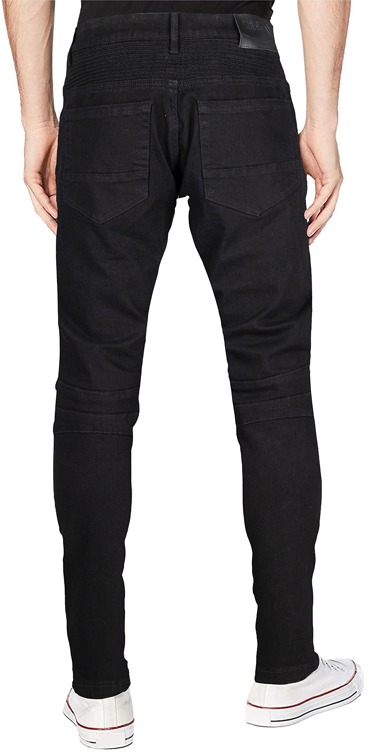 RAW X Men's Skinny Jeans - Washed Ripped Distressed Moto Stretch Denim Biker Pants for Men | Slim Fit Stretchable Jeans for Casual Wear, Night Out & Motorcycle Riding