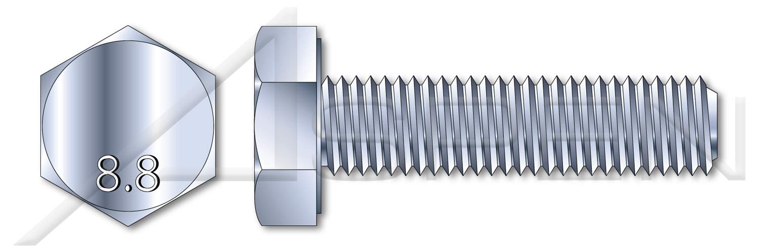M5x10mm Hex Head Cap Screws - 8.8 Steel Zinc Plated - for DIY & Construction