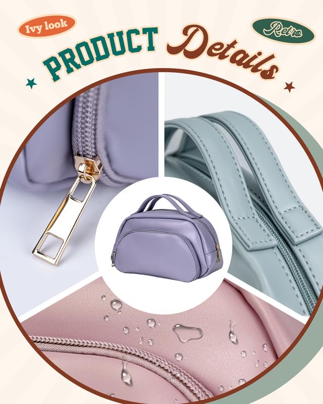 Stylish PU Leather Makeup Bag for Women & Teen Girls - Waterproof Travel Toiletry Organizer with Multiple Compartments & Handle | Perfect Cosmetic Case for Birthday Gifts, Daily Use & Travel Essentials