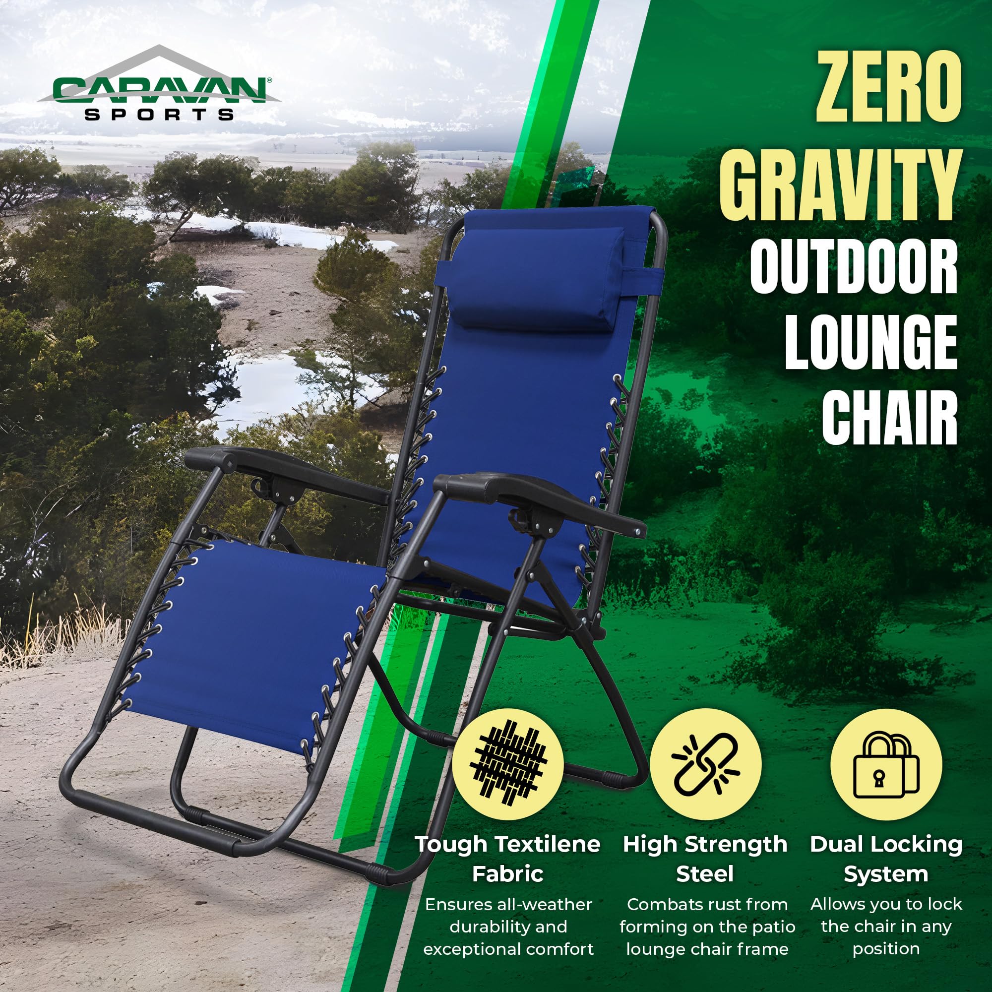 Best Portable Zero Gravity Recliner Chair for Outdoor Camping, Patio, Pool & Lawn - Adjustable Headrest, Lightweight & Foldable - Perfect for Relaxing in Backyard, Beach or Garden (Blue)