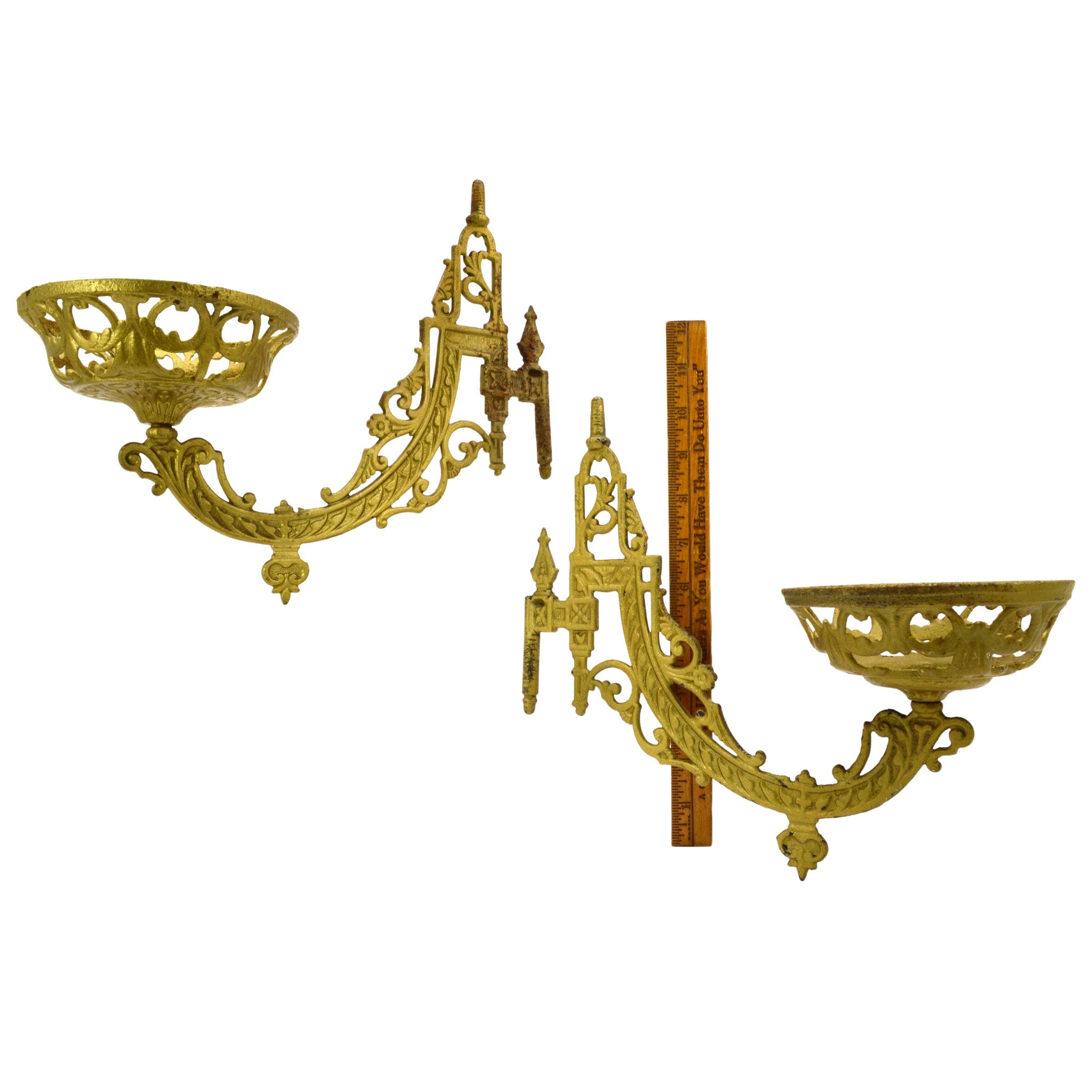 Antique BRADLEY & HUBBARD Pair of CAST IRON WALL SCONCES Oil Lamp/Candle Holder c.1881 - Vintage Home Decor for Living Room, Bedroom, or Restaurant Lighting
