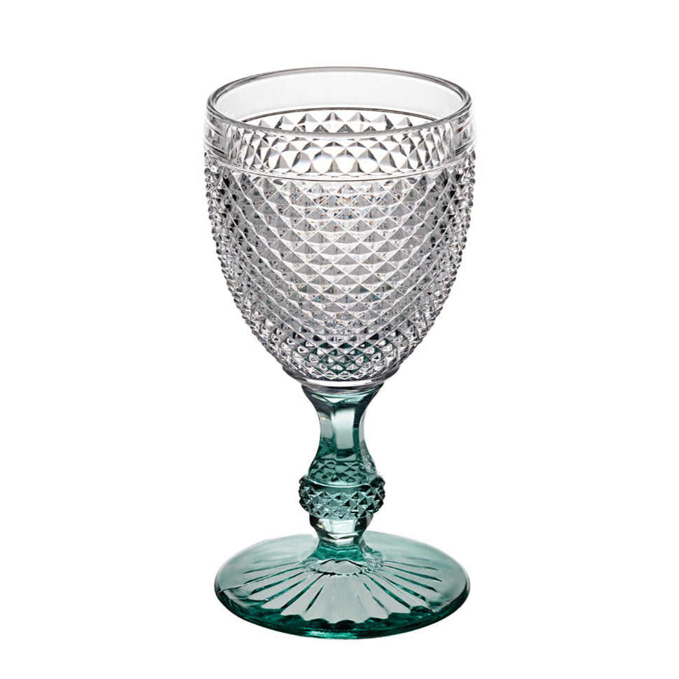 Bicolor Glass Goblet with Mint Stem - Elegant Wine & Champagne Glasses for Parties, Weddings, and Home Decor