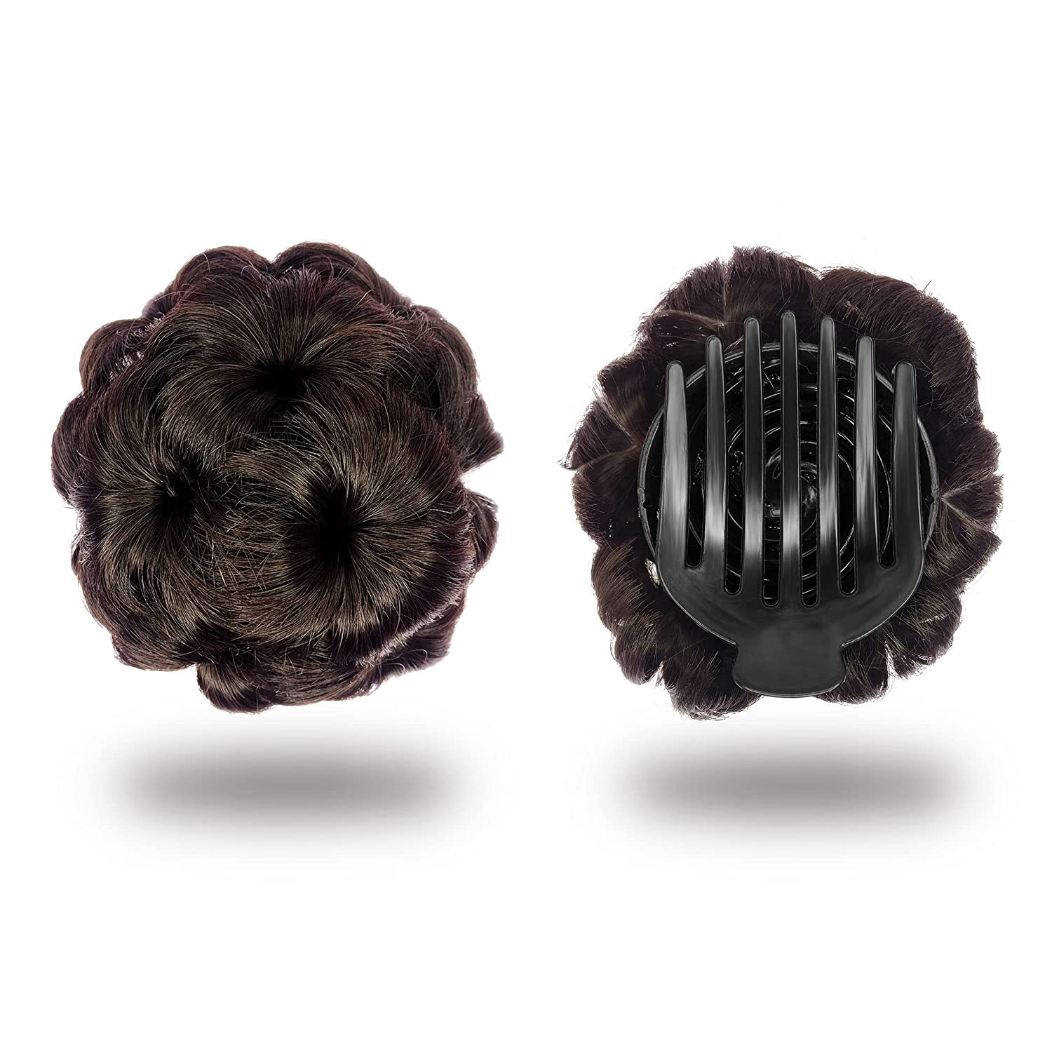 PRSTI Clip In Synthetic Hair Bun Extension - 1 Piece Brown Fake Hair Updo Accessory for Girls | Easy Bun Maker for Parties, Weddings & Everyday Hairstyles