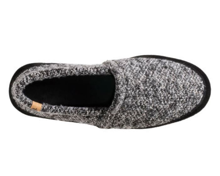 Men's Acorn Moc Slippers - Black Tweed Indoor/Outdoor Comfort Shoes for Home, Camping & Travel