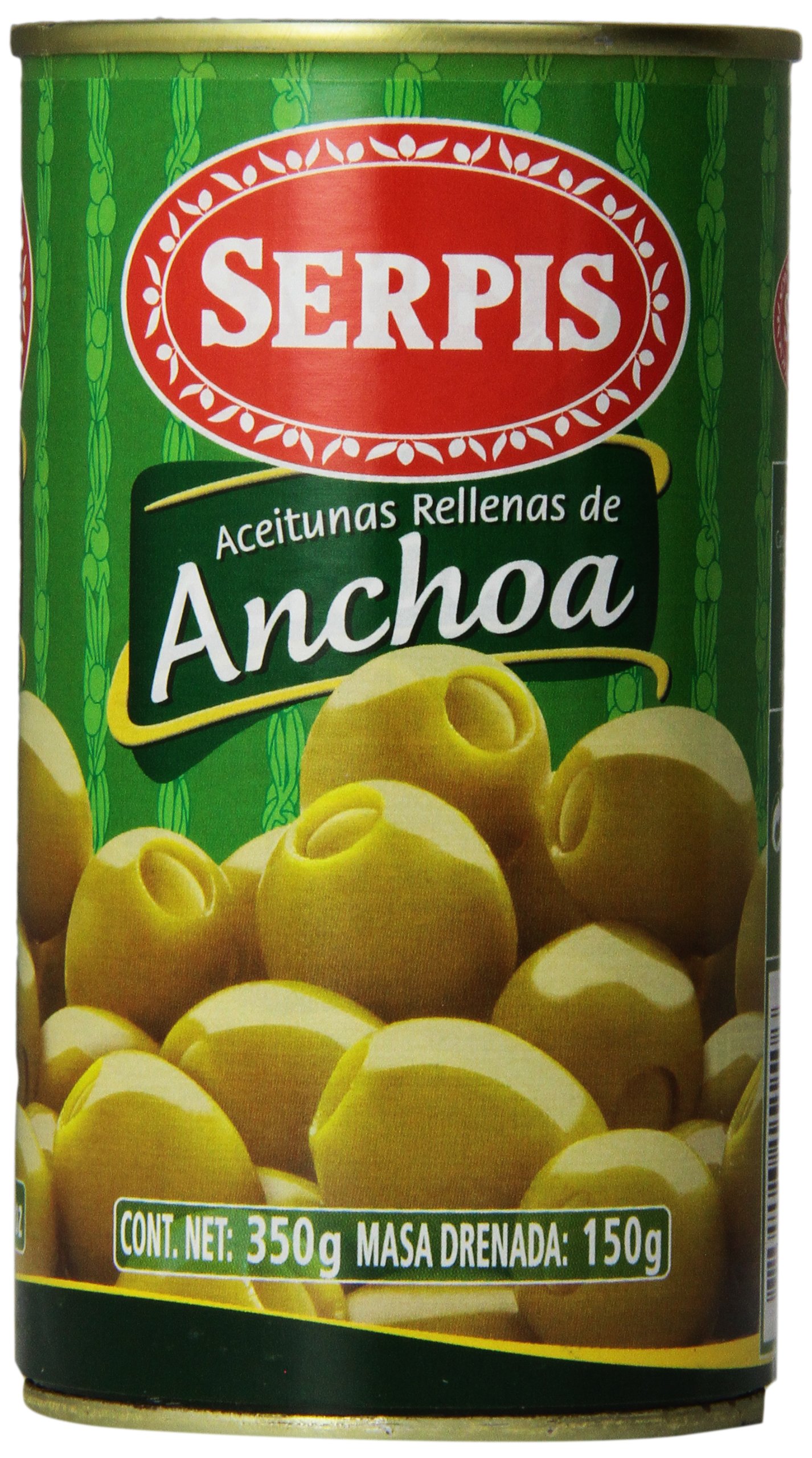 Premium Serpis Anchovy Stuffed Olives - 12.35oz (Pack of 6) | Gourmet Spanish Tapas Ingredient for Charcuterie Boards, Martini Garnish & Mediterranean Cooking