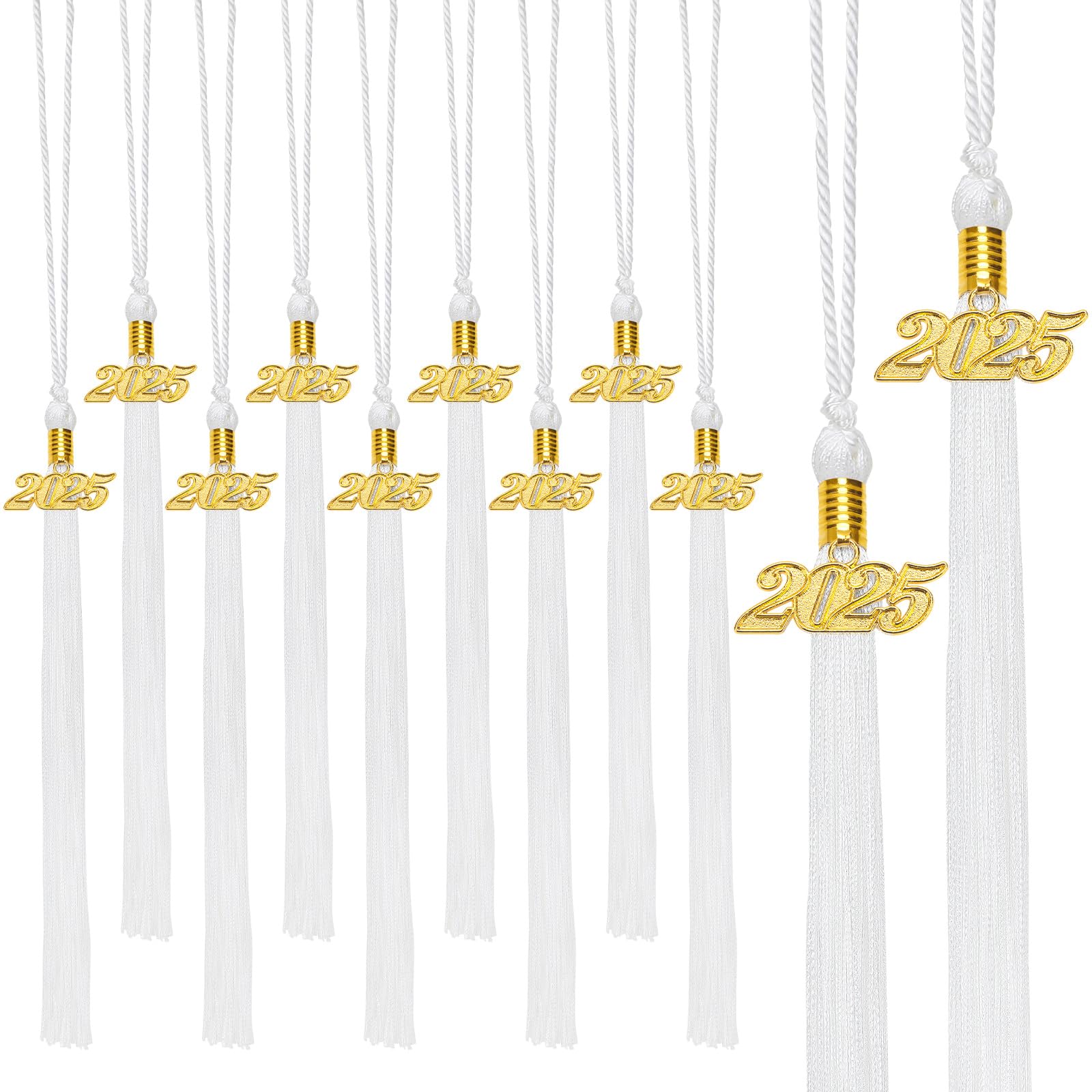2025 Graduation Tassels - 20Pcs White Graduation Cap Tassels for High School & College Ceremonies - Perfect for 2025 Graduation Gifts, Photo Props & Commencement Decorations