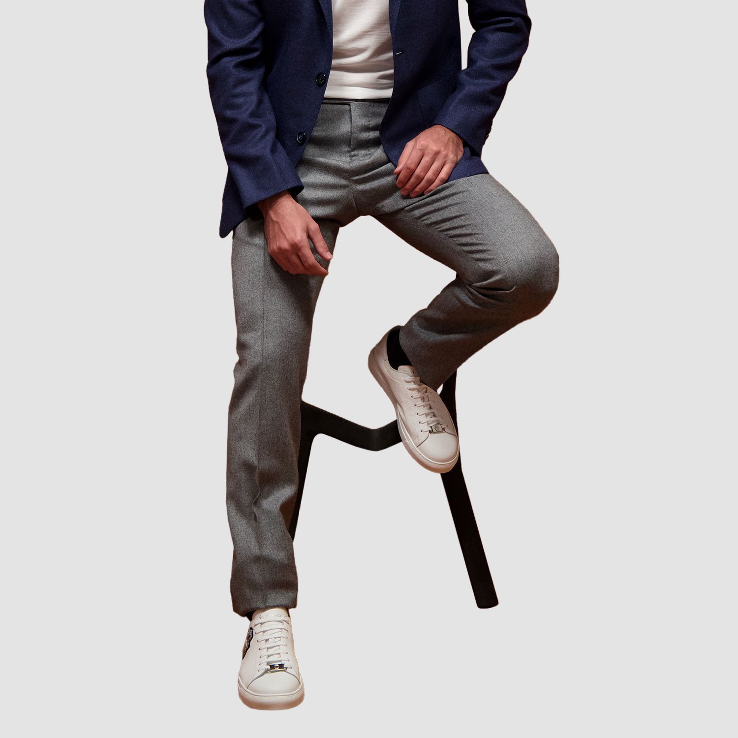 Incotex Grey Mito Trousers for Men - Premium Italian Wool Dress Pants for Business & Office Wear - Comfortable Slim Fit Formal Pants for Work, Meetings & Special Occasions