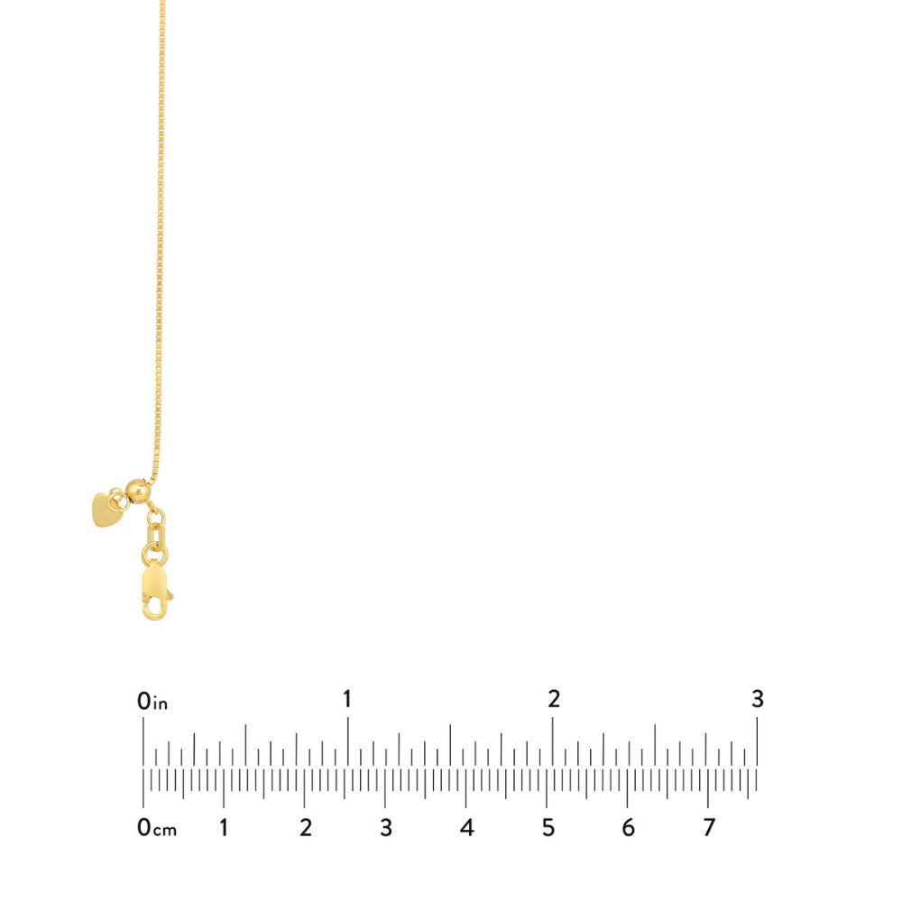 14K Gold Box Chain Necklace with Adjustable Slider Bead - Elegant Layering Piece for Women, Perfect for Everyday Wear & Special Occasions