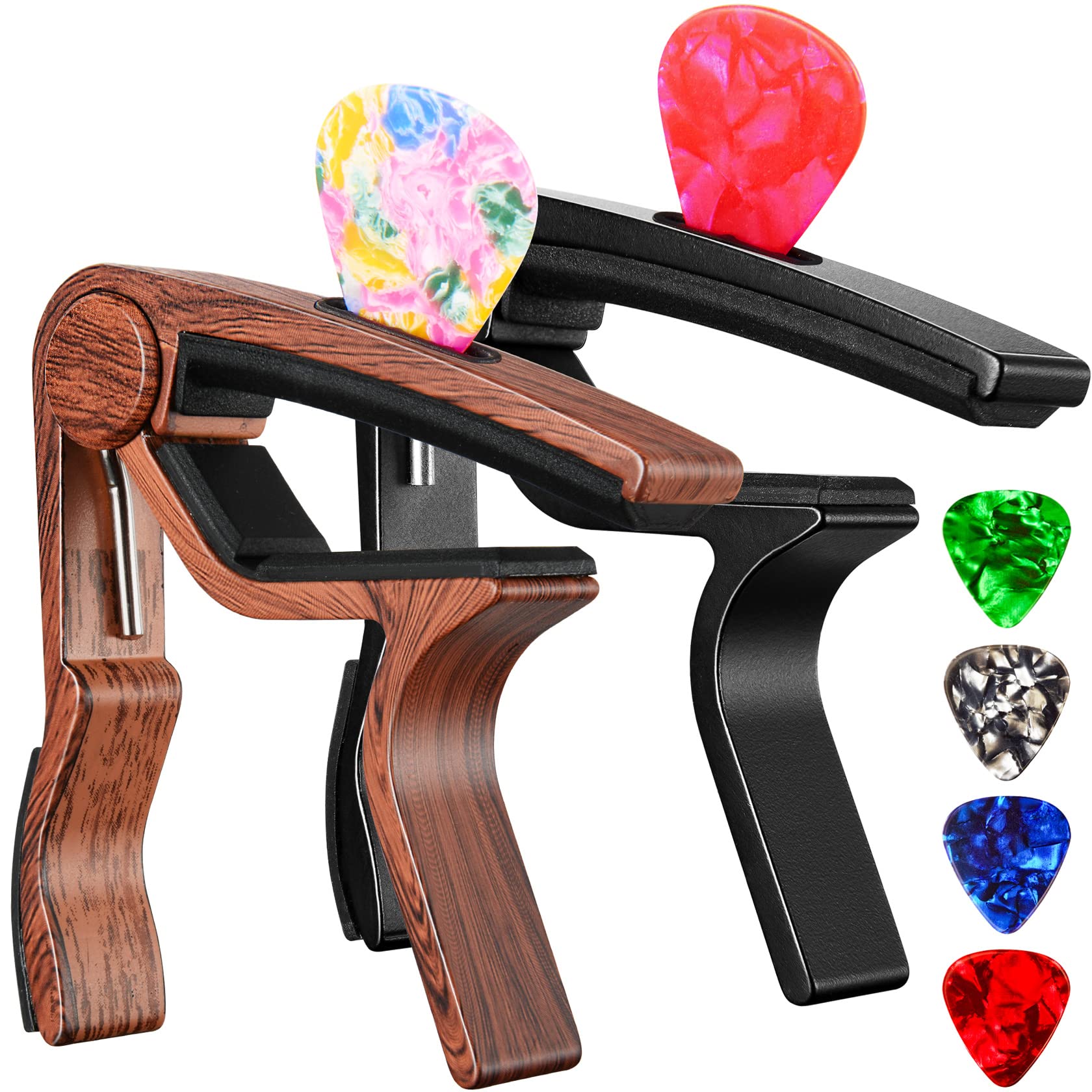 Premium 2-Pack Guitar Capo for Acoustic & Electric Guitars & Ukuleles - Quick-Change Clip with Built-in Pick Holder - Perfect for Live Performances, Studio Recording & Practice Sessions
