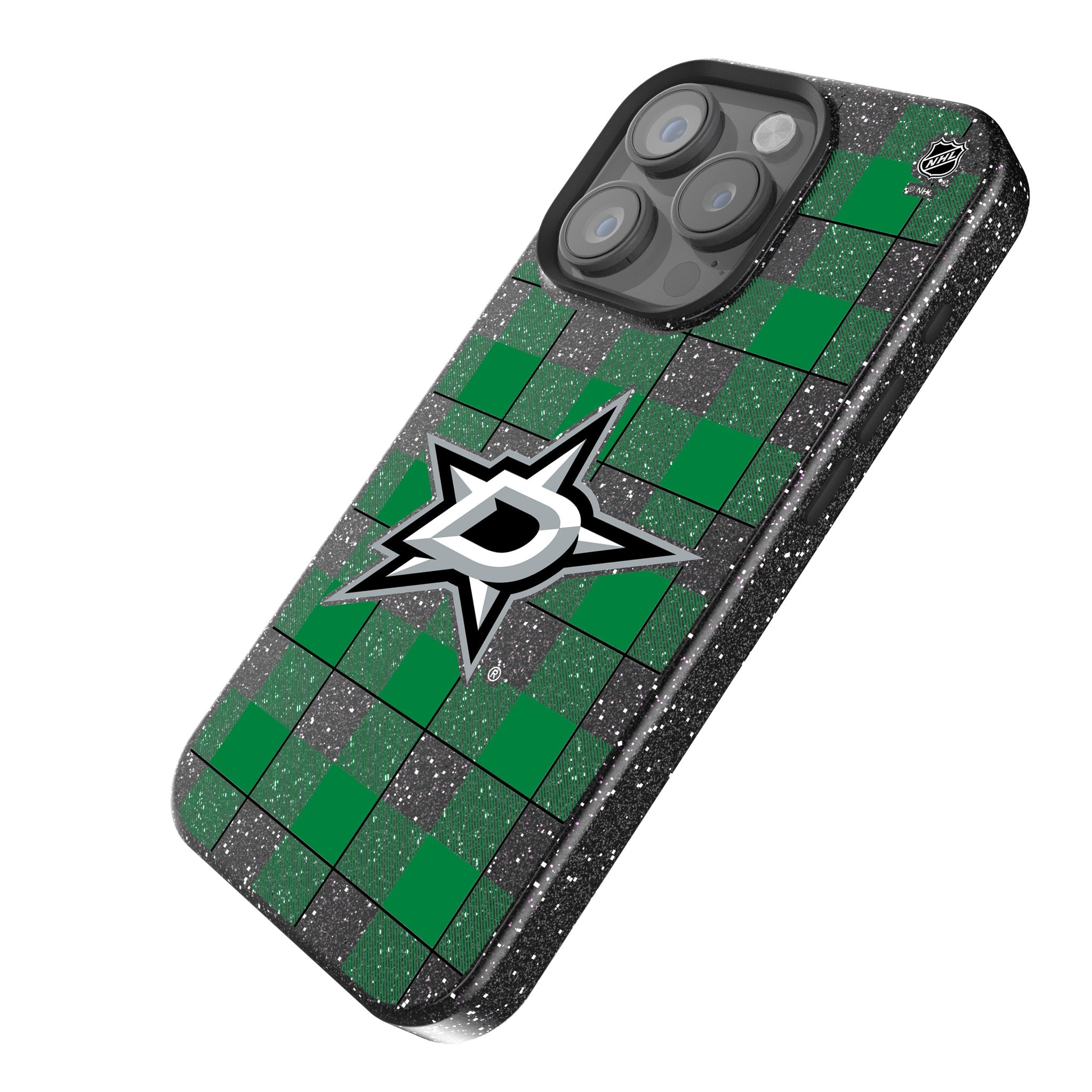 Dallas Stars Plaid Rhinestone Phone Case for iPhone & Samsung - Stylish & Protective Glitter Cover for Hockey Fans & Game Days