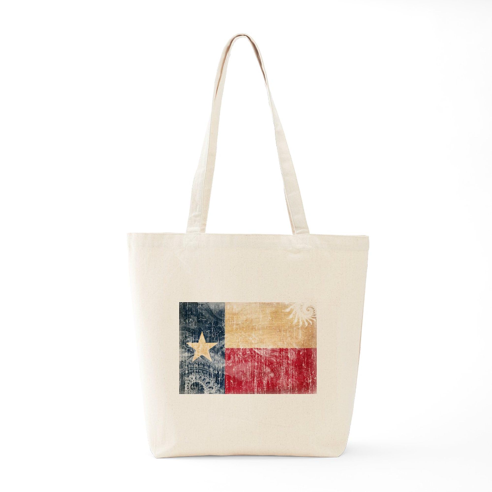 Texas Flag Tote Bag - Natural Canvas Reusable Shopping Bag for Groceries, Beach & Travel | Eco-Friendly Cotton Carryall with Lone Star State Design