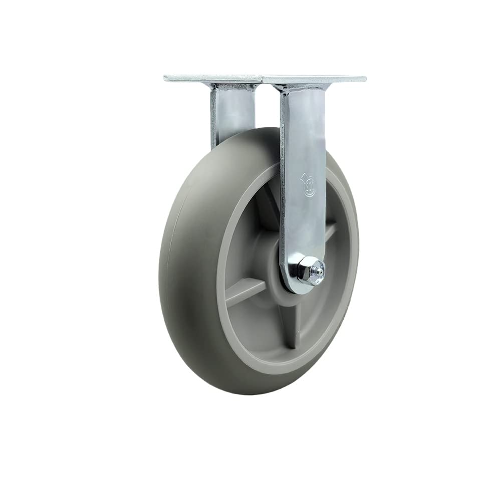 Heavy Duty 8 Inch Rubber Donut Tread Caster Wheels with Rigid Top Plate - 600 lbs Capacity per Caster - Ideal for Industrial Equipment, Warehouse Carts, and Heavy Machinery Movers