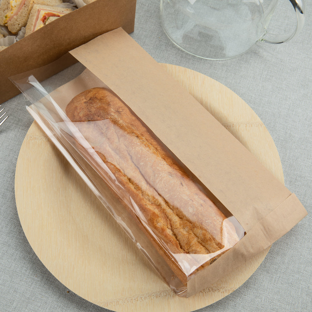 Eco-Friendly Kraft Paper Bread Bags with Side Window - 4.75