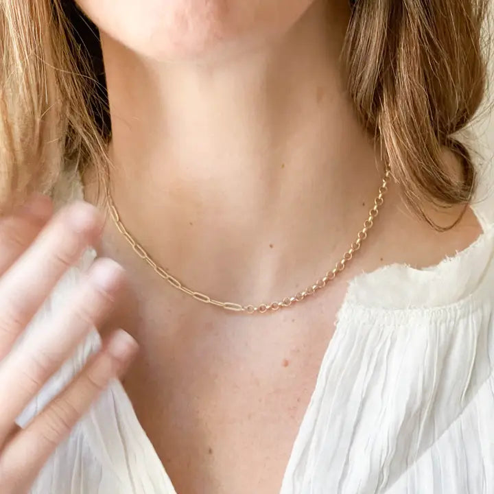 Dainty Gold Paperclip & Rolo Necklace Set - Minimalist Layering Jewelry for Women | Perfect for Everyday Wear, Office Style & Gift Giving