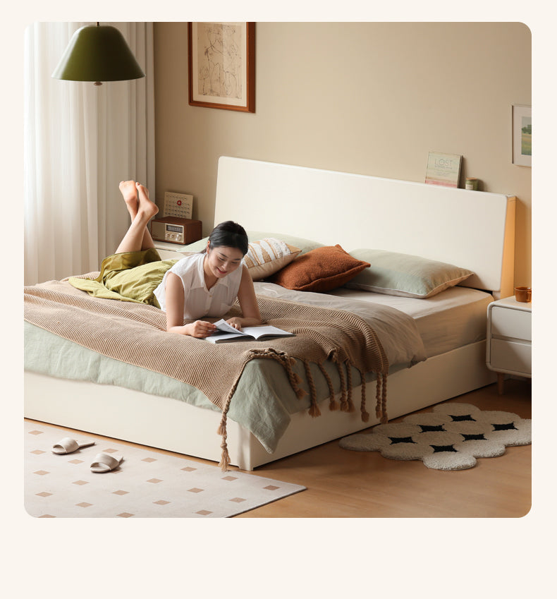 Solid Poplar Wood Box Storage Bed in Cream - Underbed Storage Solution for Small Spaces, Bedroom Organization & Minimalist Decor