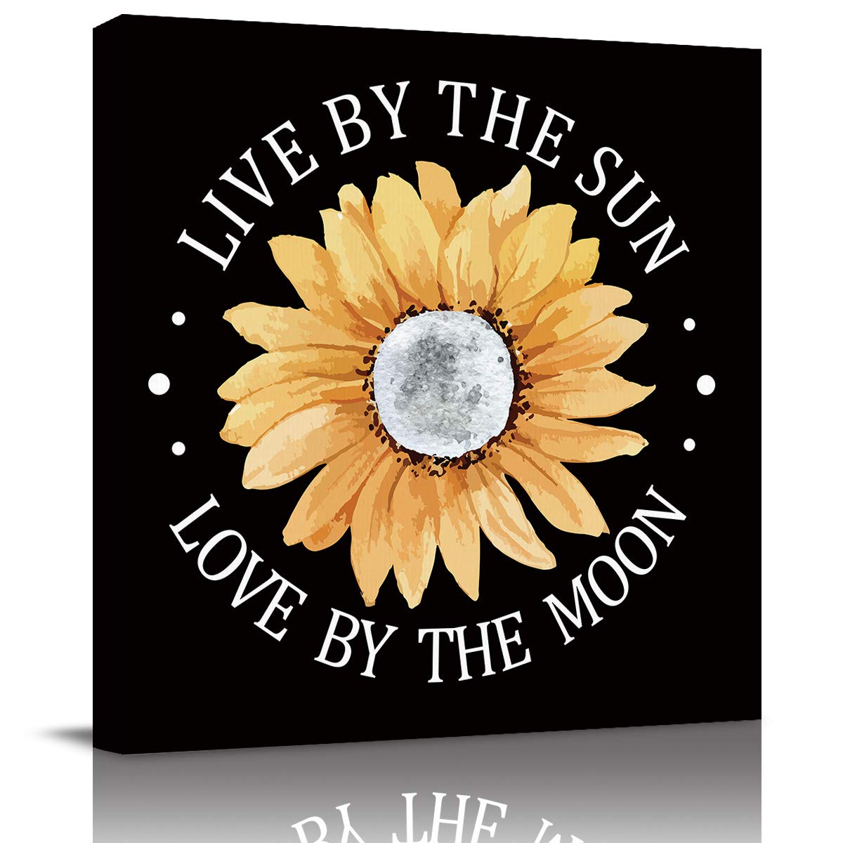 Sunflower Moon Quotes Canvas Wall Art - Framed Ready to Hang Bathroom Decor Painting for Living Room, Kitchen & Office | Inspirational Home Decor Gift for Housewarming, Wedding & Birthday