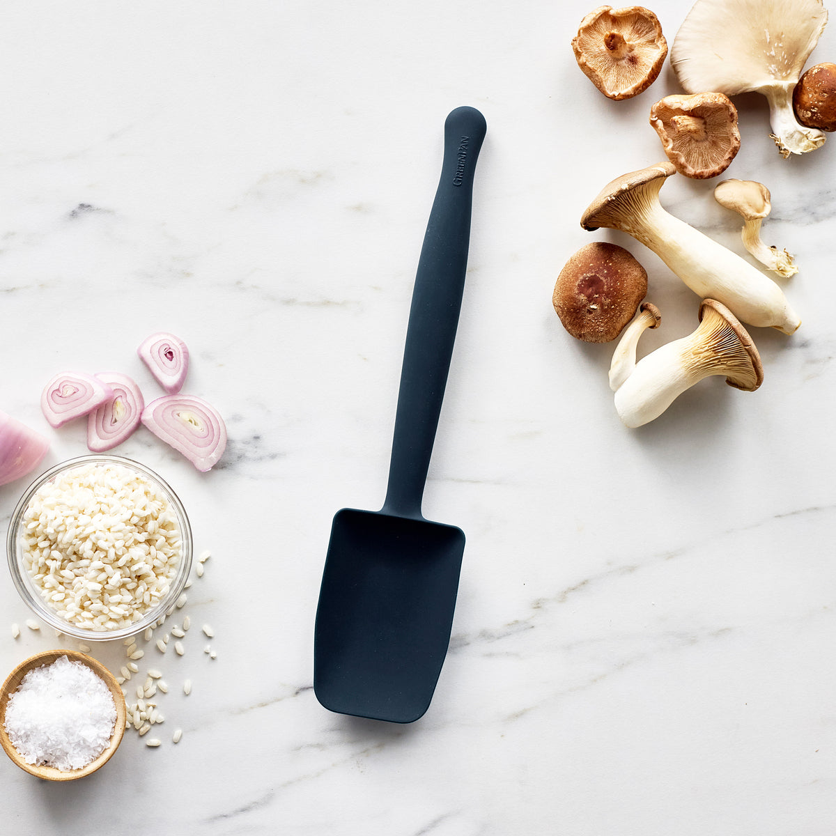 Premium Silicone Deep Sauté Spoon - Heat Resistant & Non-Slip Grip - Oxford Blue Kitchen Utensil for Cooking, Stirring & Serving - Perfect for Soups, Sauces & Deep Frying