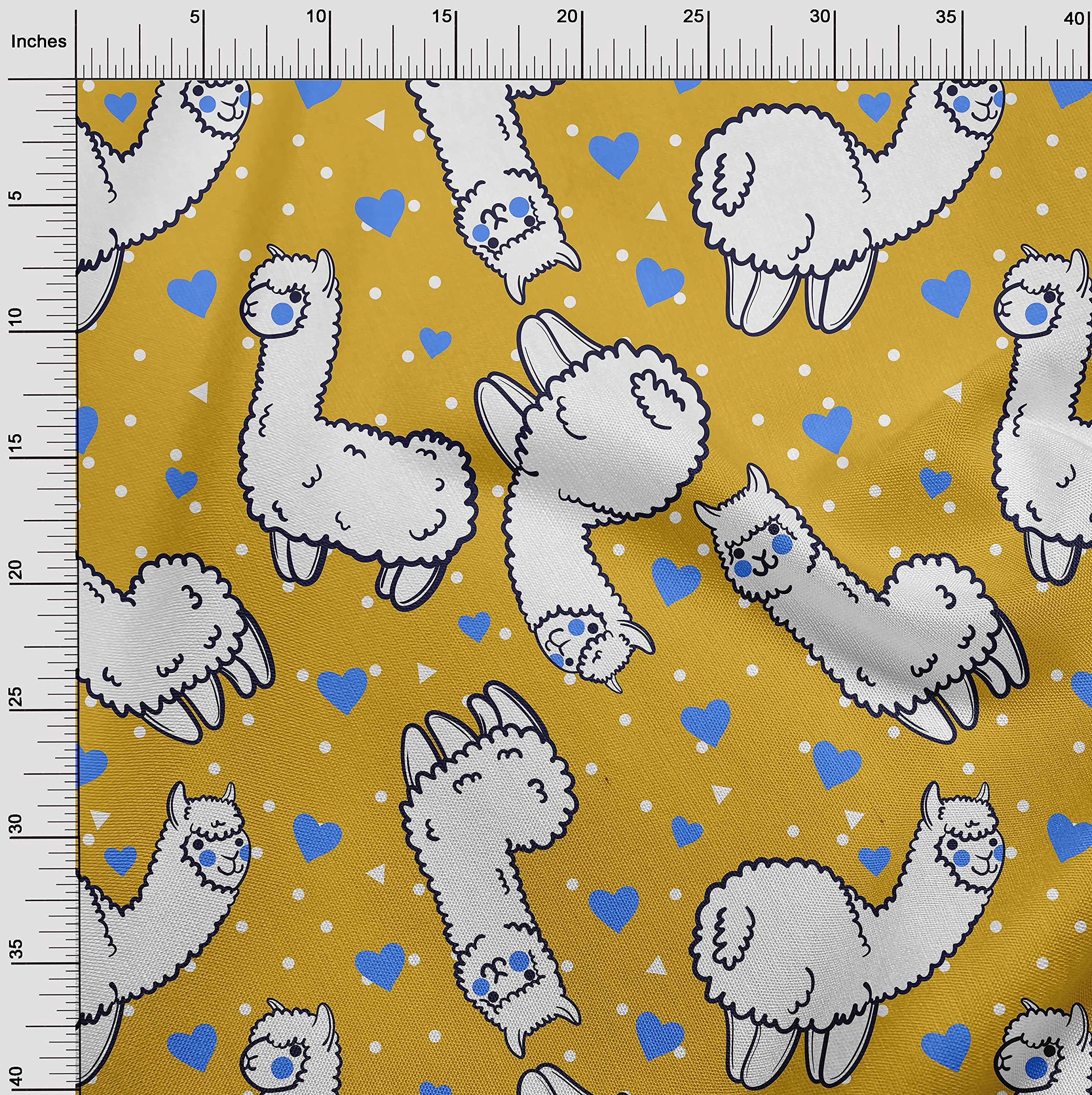 Premium 100% Cotton Jersey Yellow Sheep Print Fabric - 58 Inch Wide for Sewing, Nursery Decor, DIY Crafts & Quilting | Perfect for Baby Blankets, Curtains & Home Decor Projects