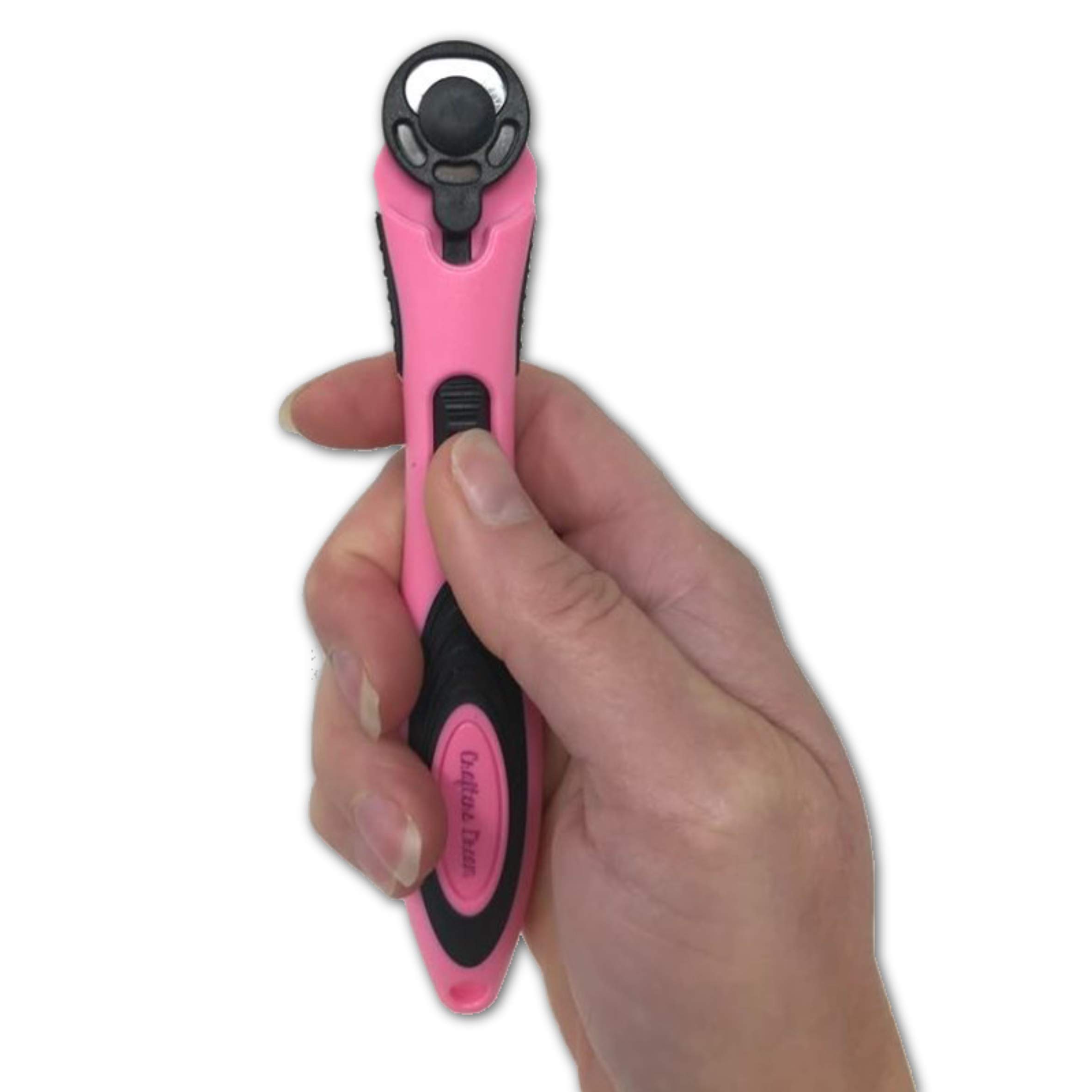 Pink 18mm Rotary Cutter with Soft Grip - Ergonomic Design for Right & Left Handed Users - Perfect for Quilting, Sewing, Fabric Cutting and DIY Crafts