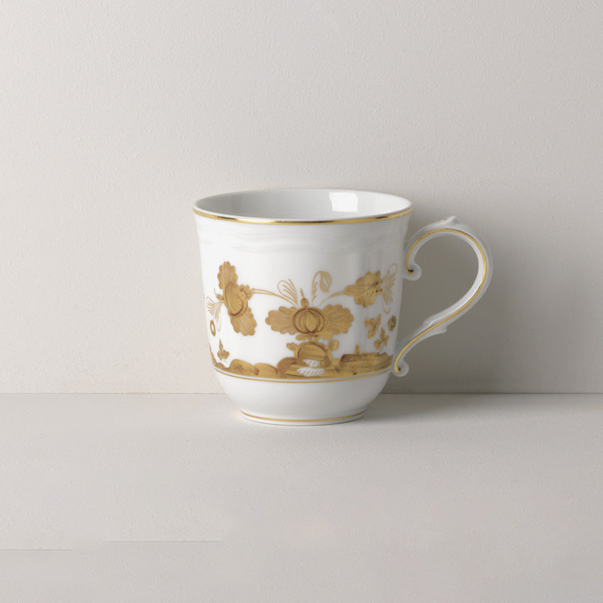 Ginori 1735 Oriente Italiano Gold Coffee Mug - 12oz Porcelain Tea Cup with Aurum Gold Accents, Elegant Italian Design for Home, Office & Gifts