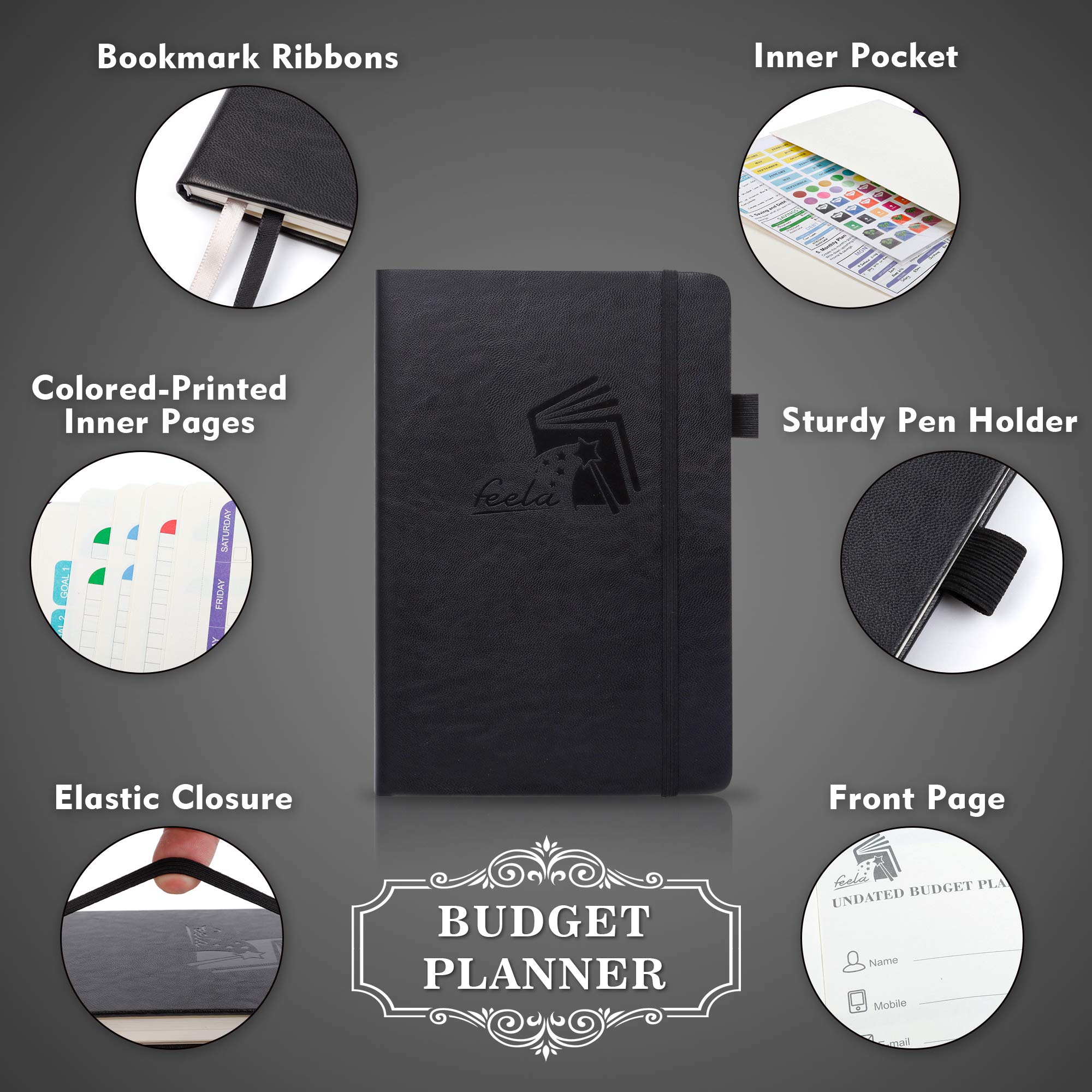 2025 Budget Planner - Undated Monthly Bill Organizer & Financial Journal with Expense Tracker | Includes Budget Envelopes, Stickers, Pen & User Manual | A5 Hardcover Money Management Notebook (Black) | Perfect for Personal Finance, Debt Tracking & Savings Goals