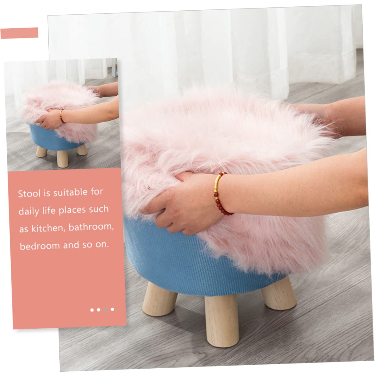 Soft Plush Kids Step Stool - Low Height Foot Stool for Toddlers Hand Washing & Bathroom Use - Non-Slip Cushioned Bench for Home, Nursery & Playroom