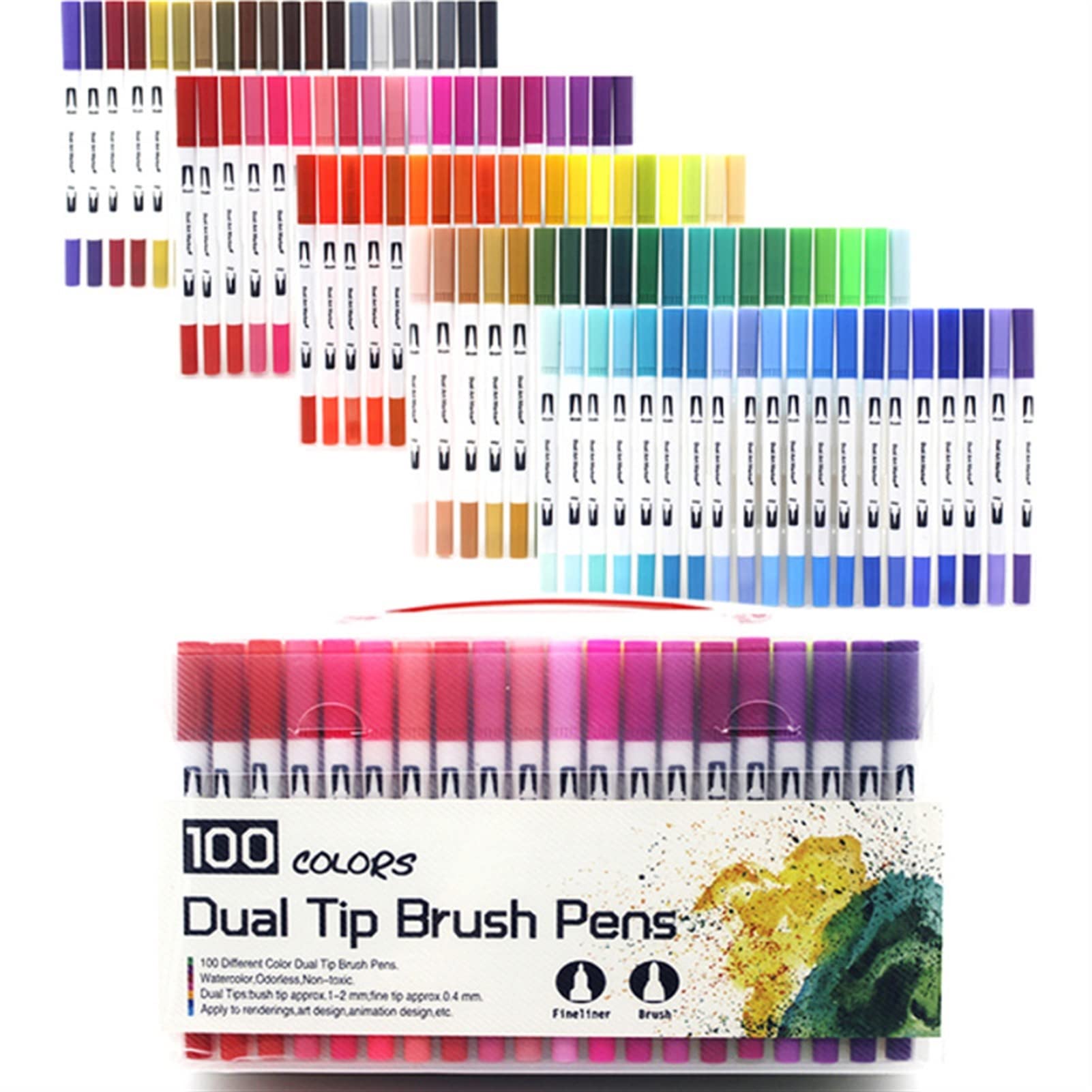 Dual Tip Brush Art Marker Pens - 48 Colors Watercolor Fineliner Set for Drawing, Painting, Manga & Calligraphy | Premium Stationery & Coloring Supplies for Artists, Students & Professionals | Ideal for Sketching, Bullet Journaling & DIY Crafts