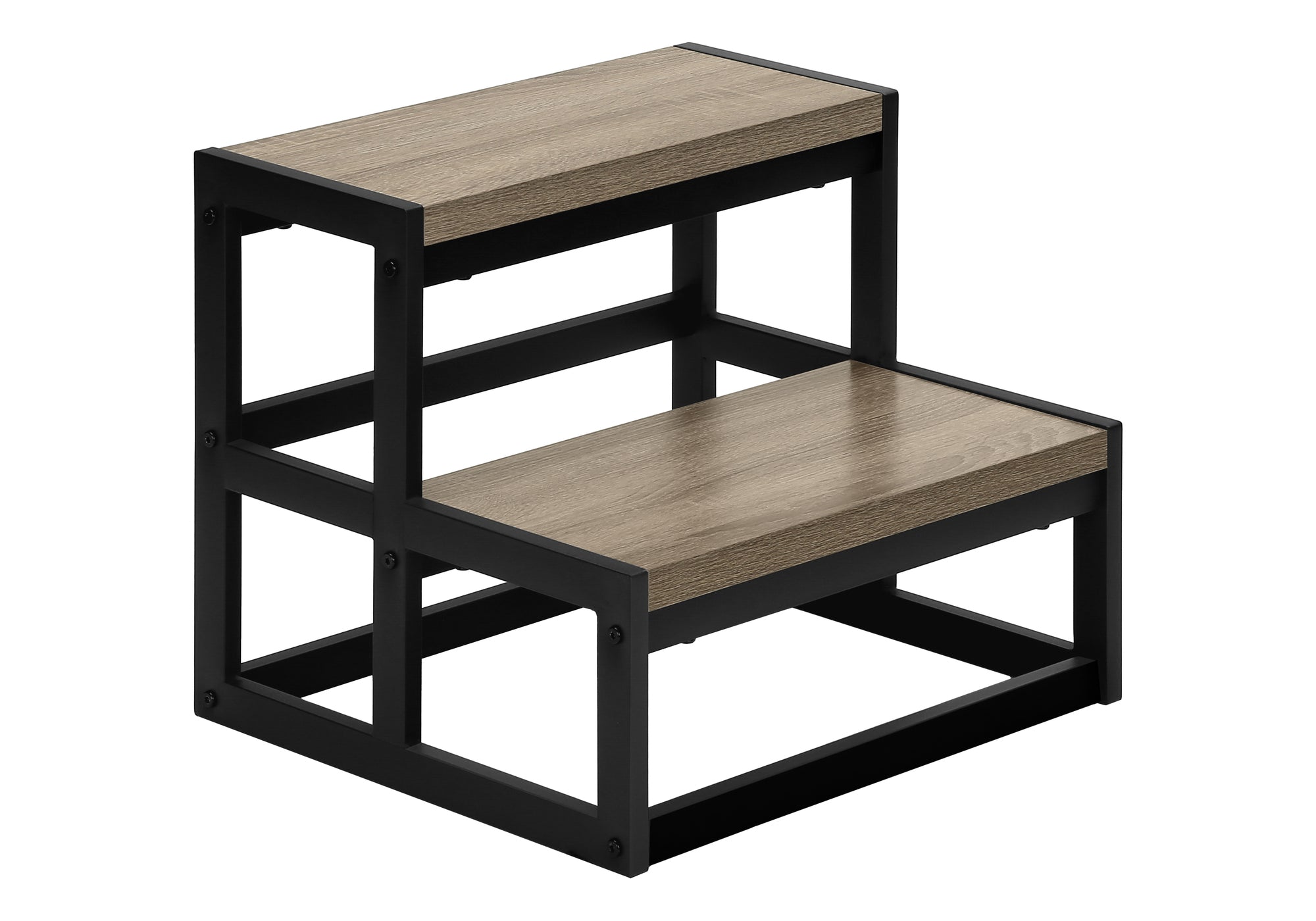 Modern Black Metal Step Ladder Stool - 3-Step Folding Stool for Home, Kitchen, Bedroom & Bathroom - Non-Slip Safety Stool for Reaching High Shelves & Storage Organization