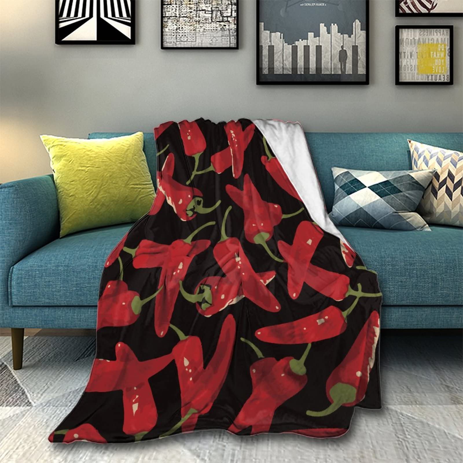 Soft Red Chili Throw Blanket - Lightweight Flannel Fleece Blanket for Men & Women - 50x60 Inches - Perfect for Couch, Bed, Sofa, Travel & Camping - Cozy Home Decor & Gift Idea