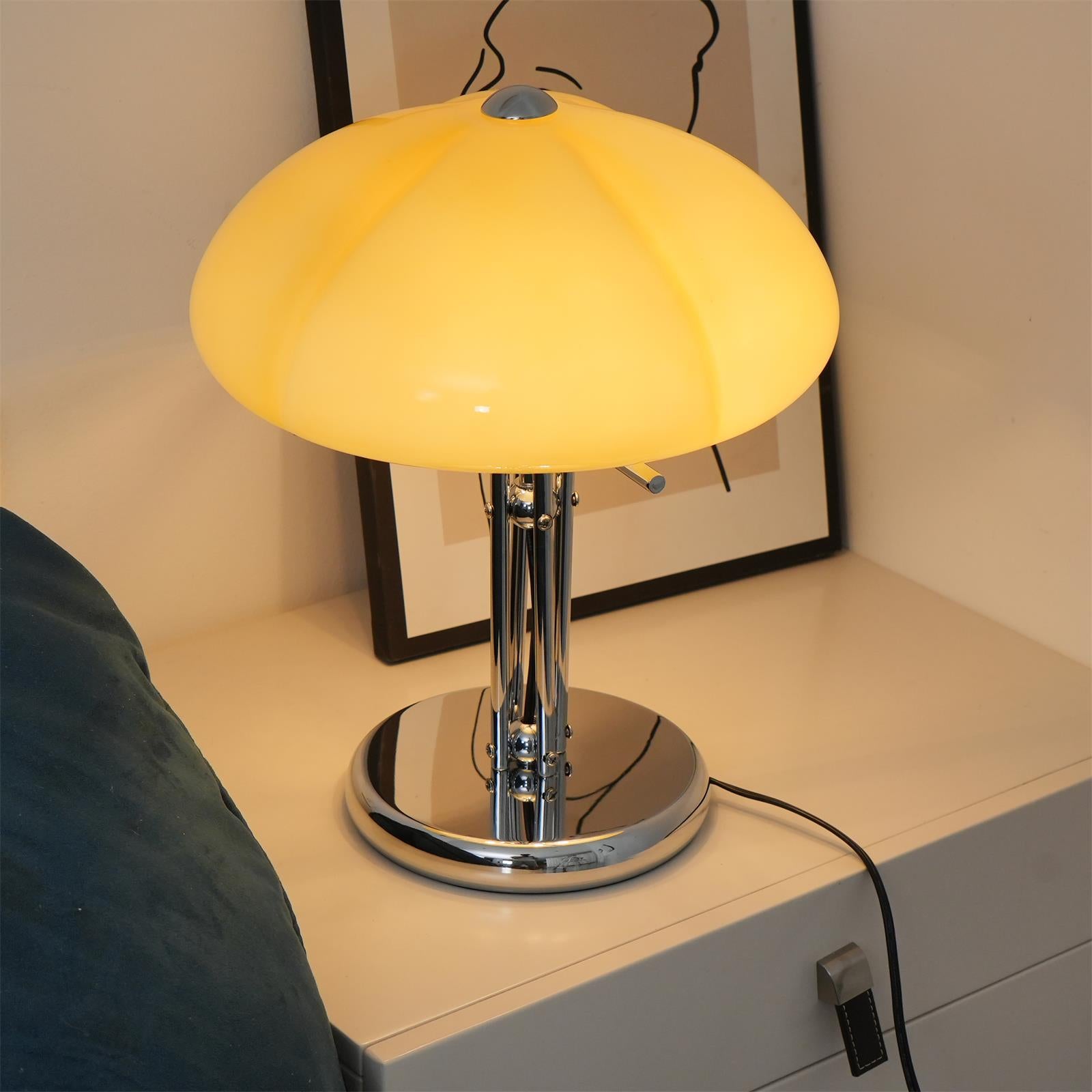 Modern Mushroom Bauhaus Table Lamp - Minimalist Bedside Lighting for Living Room, Bedroom & Office - Warm White LED Nightstand Lamp for Home Decor