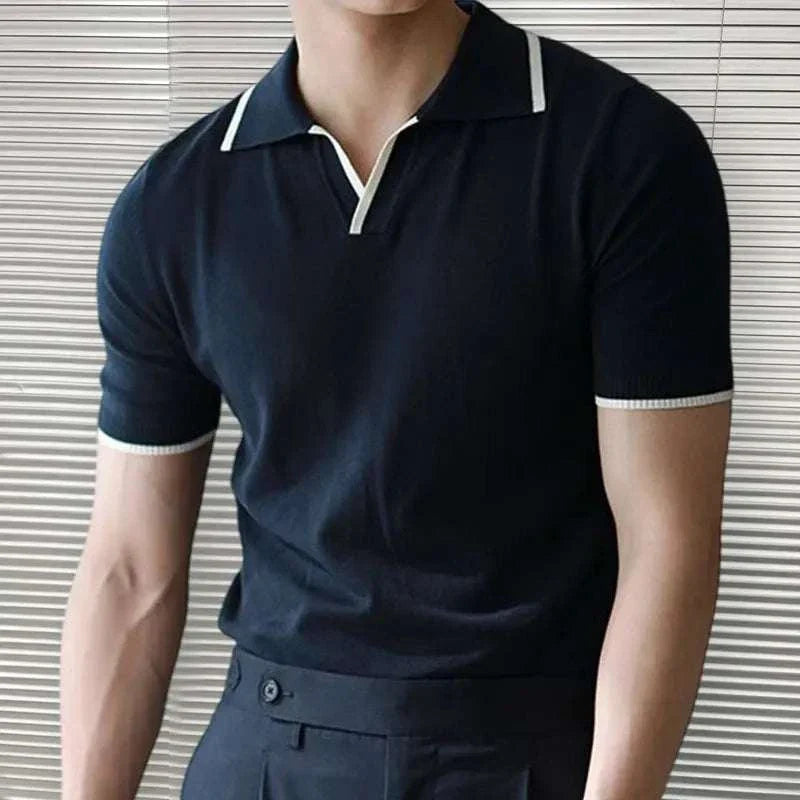 Men's Knitted Polo Collar T-Shirt - Soft Cotton Casual Shirt for Everyday Wear | Perfect for Work, Office, and Weekend Outfits