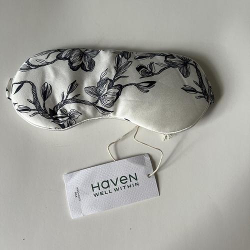 Haven Well Within Washable Silk Magnolia Eye Mask for Sleep & Travel - Soft Cooling Sleep Mask for Women & Men, Perfect for Night Use, Naps & Flights
