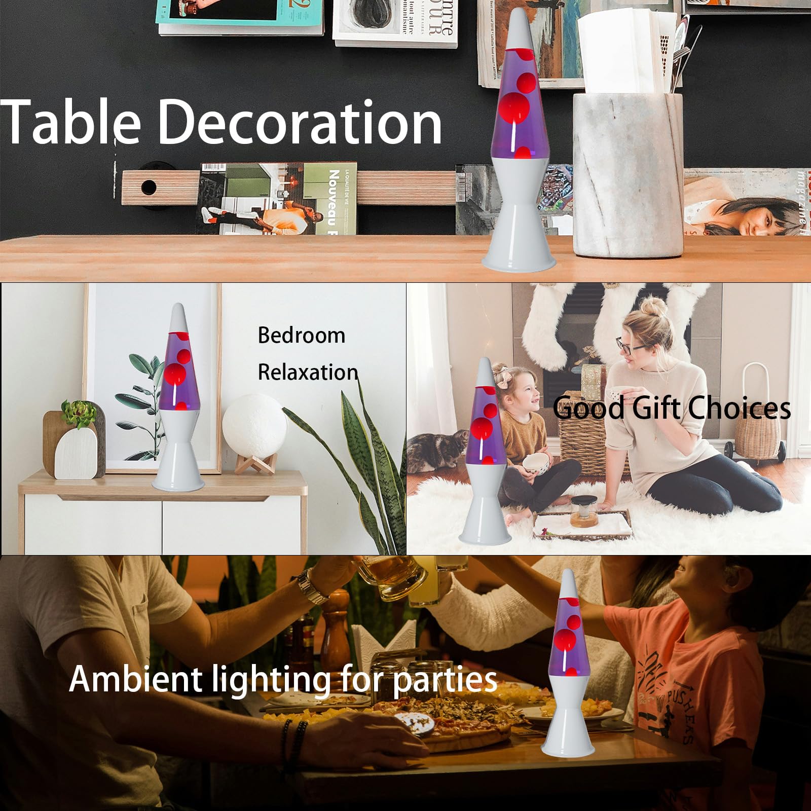 16IN Purple Liquid Motion Lamp with Red Wax - Magma Lava Night Light for Home Decor, Bedroom, Office, Camping | Relaxing Mood Lighting Gift for Adults, Teens, Boys & Girls