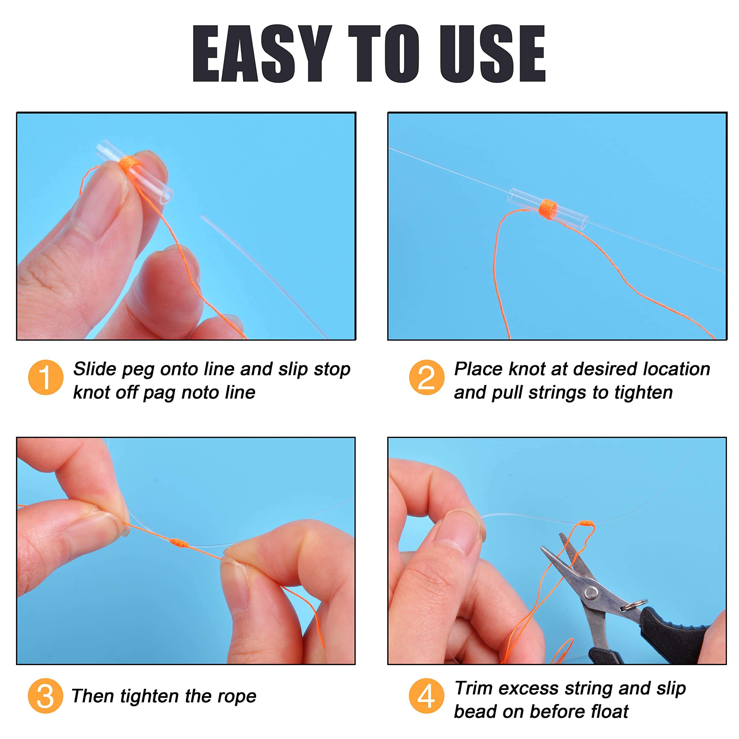 OROOTL Slip Bobber Stops and Beads Kit - 50pcs Fishing Float Stops, Slip Knots & Plastic Beads for Crappie, Bass, Trout - Saltwater & Freshwater Fishing Accessories - Perfect for Bobber Fishing, Ice Fishing and Kayak Angling