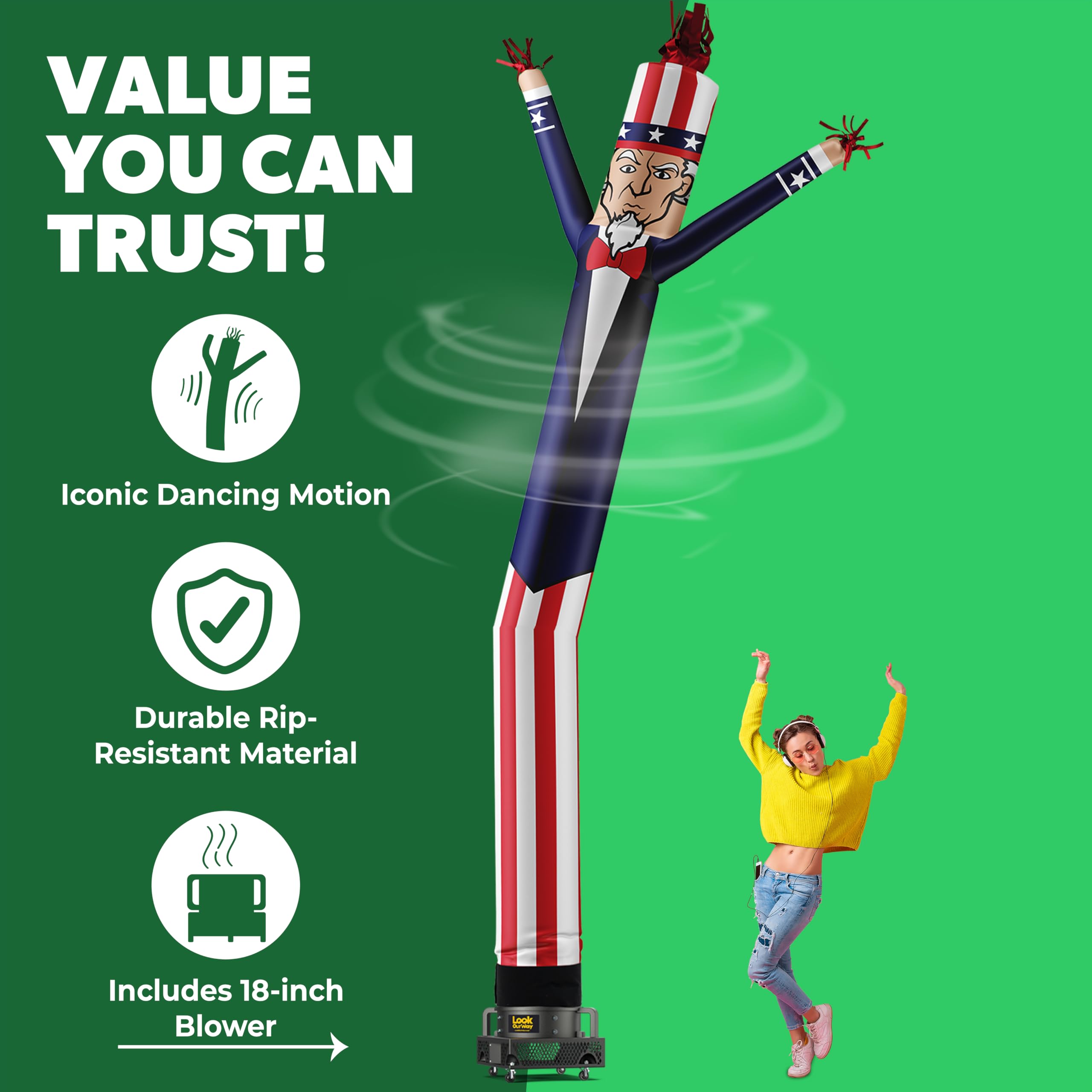 20ft Tall Air Dancers Inflatable Tube Man with Blower - Wacky Waving Advertising Display for Business Promotions, Grand Openings & Spring Holidays - Perfect for Car Dealerships, Retail Stores & Outdoor Events