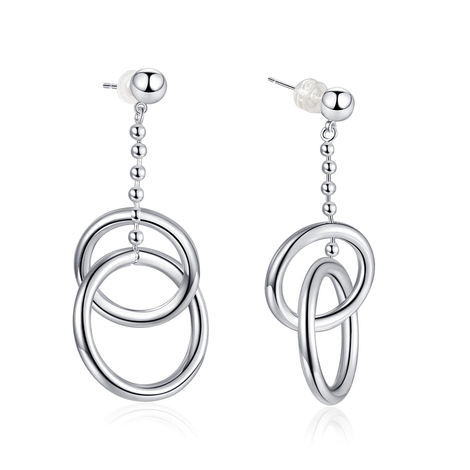 14K Gold Hoop Earrings for Women - Large Dangle Drop Earrings in Sterling Silver Gold Plated | Elegant Jewelry Gift for Her | Perfect for Parties, Weddings & Everyday Wear