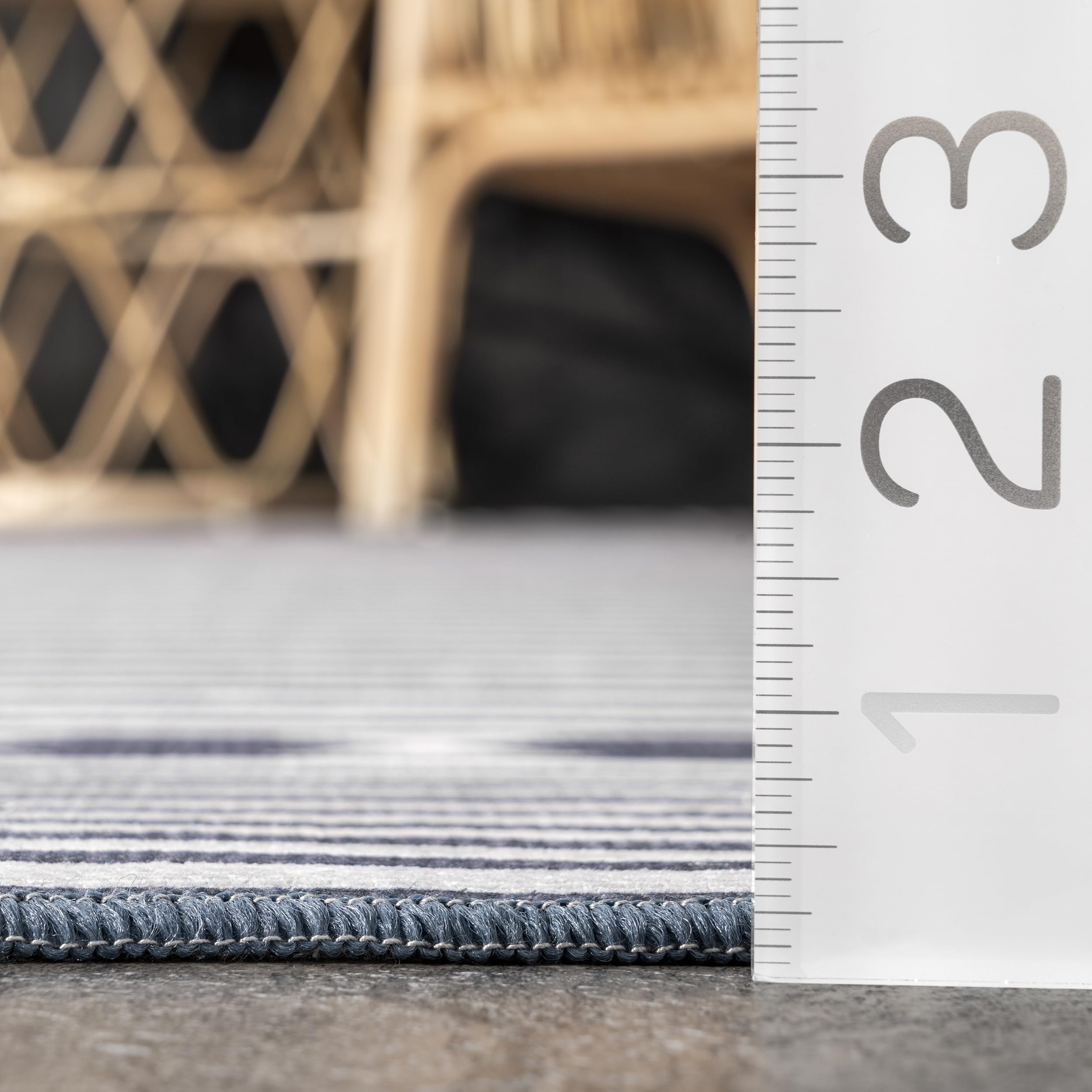 nuLOOM Lacie Multi Striped Washable Indoor/Outdoor Rug 8x10 ft - Blue Striped Area Rug for Living Room, Bedroom & Patio - Machine Washable Durable Decor Rug