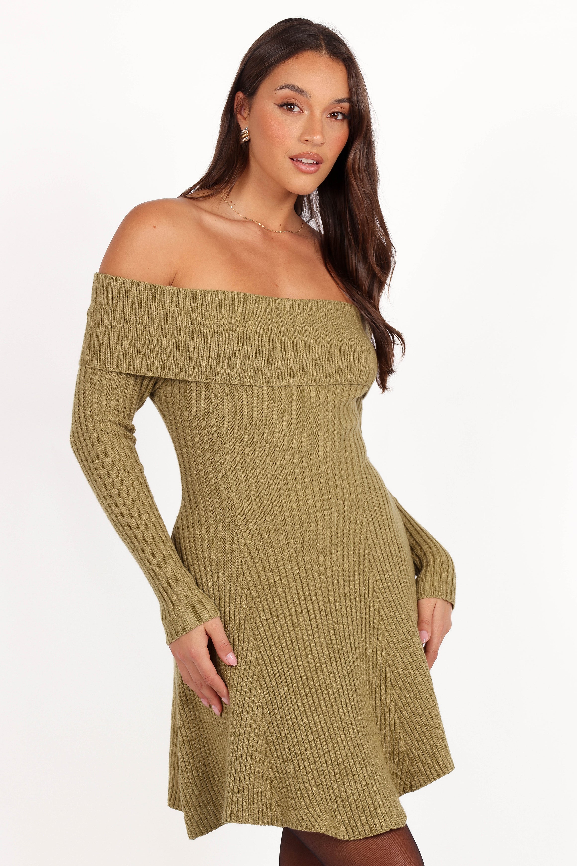 Stylish Francisco Long Sleeve Mini Dress in Olive Green - Perfect for Casual Outings, Date Nights & Fall Fashion
