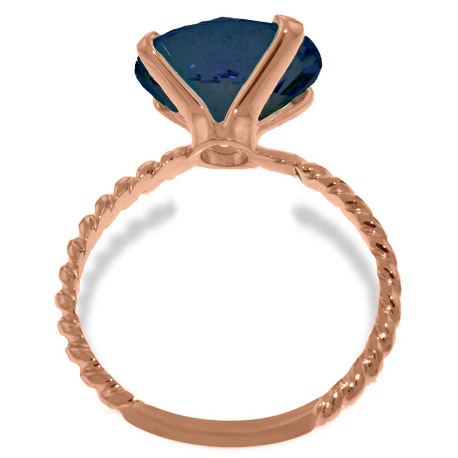 14K Solid White Rose Yellow Gold Ring with 12mm Natural Round Blue Sapphire - Elegant Jewelry for Weddings, Anniversaries & Special Occasions