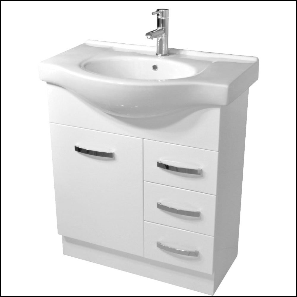 Fienza Antonio 75EKWR 750mm White Bathroom Vanity Unit with Sink - Modern Space-Saving Design for Small Bathrooms & Powder Rooms
