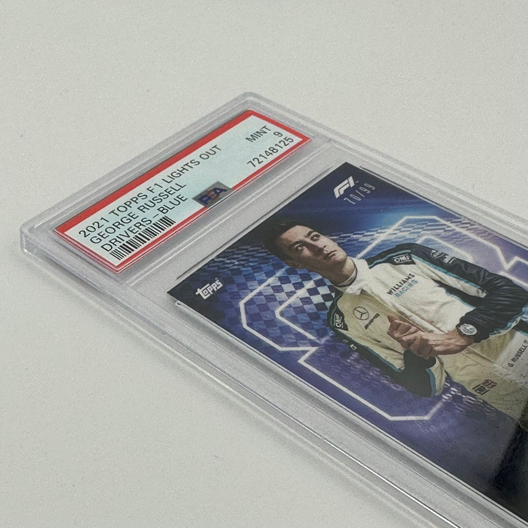 PSA 9 Graded 70/99 Russell George Drivers Blue Parallel Baseball Card - Perfect for Collectors, Sports Memorabilia Display & Investment