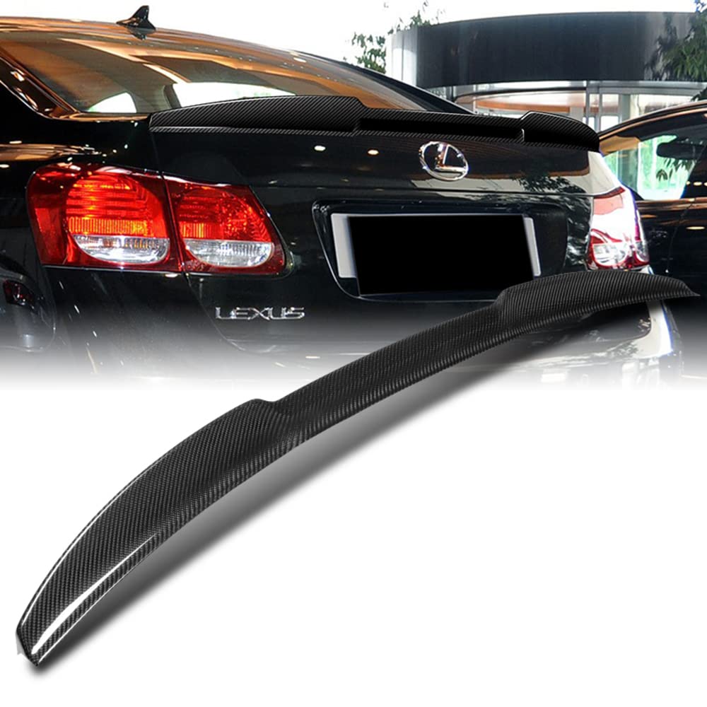 Real Carbon Fiber V-Style Trunk Spoiler Wing for 2006-2011 Lexus GS350 GS430 GS450h GS460 - High Performance Rear Lip Spoiler - Enhances Aerodynamics & Sporty Style - Perfect for Car Enthusiasts & Street Racing