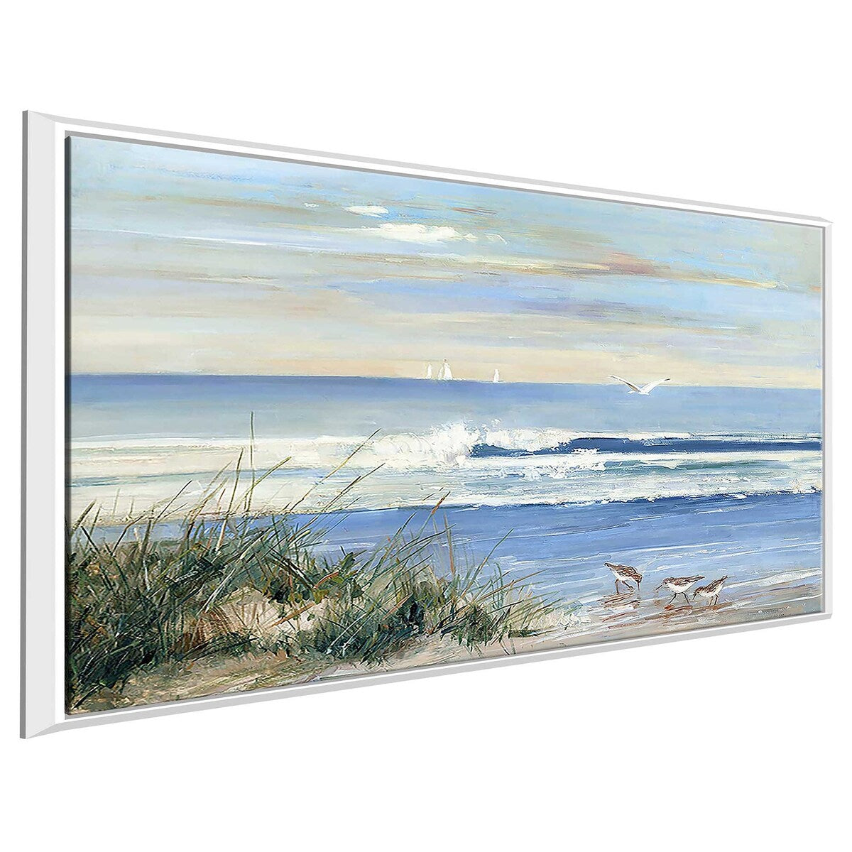 Beach Combers Print on Floating Canvas Wall Art - Coastal Decor for Living Room, Bedroom & Beach House