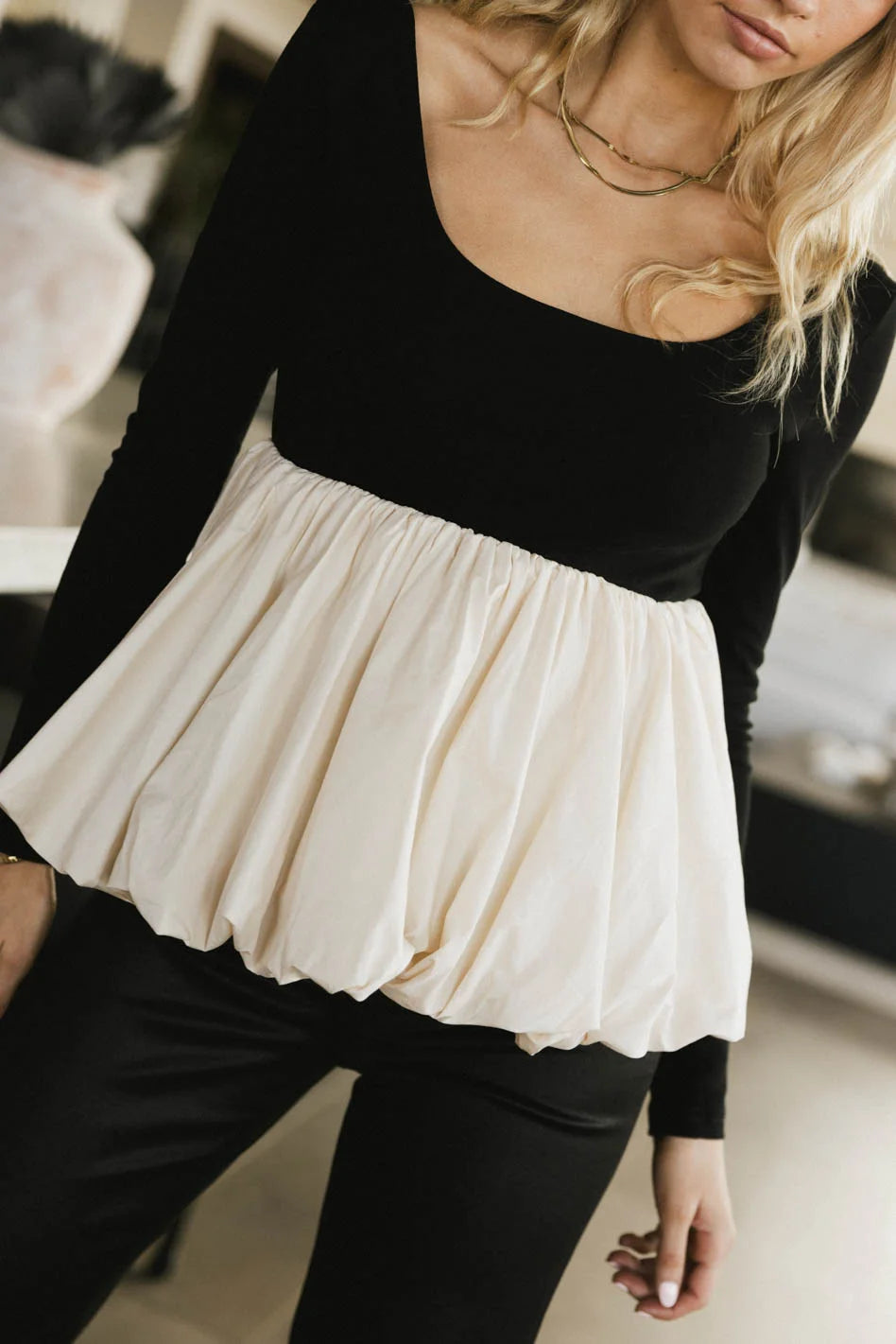 Ballerina Puff Sleeve Blouse - Elegant Women's Tops for Work & Party | Final Sale | Perfect for Office Wear, Date Night & Special Occasions