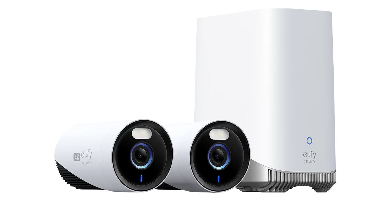 E330 2-Pack Wired Security Camera System with Homebase 3 - Indoor/Outdoor Home Surveillance for Day & Night Protection