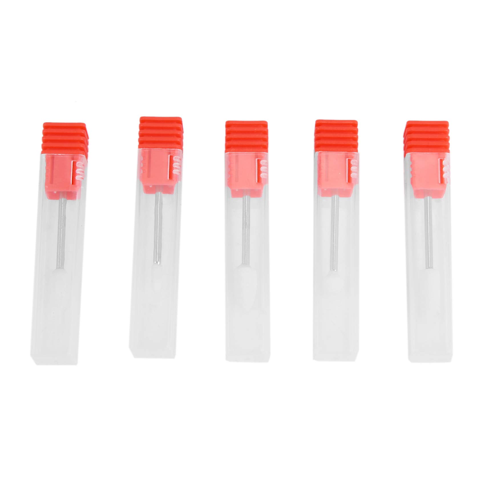 Olsixxuuk 5-Piece Quartz Nail Drill Kit - Electric Nail Art Manicure Machine Accessories for Grinding, Polishing & Cuticle Cleaning (Red) - Perfect for Salon & Home Nail Care